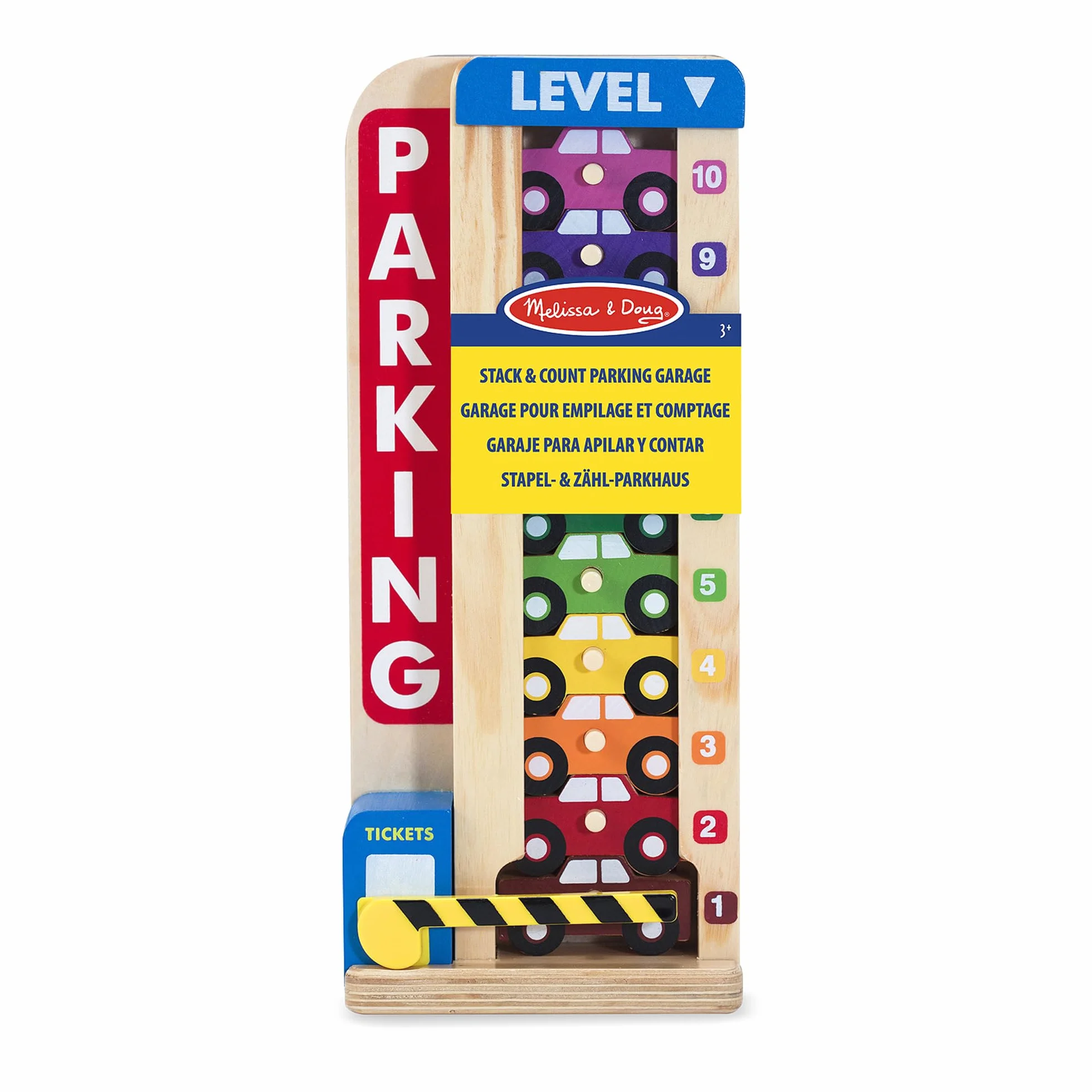 Melissa & Doug – garaż do układania w stos i liczenia | zabawka rozwojowa | motoryka | 3+ | prezent dla chłopca lub dziewczynki