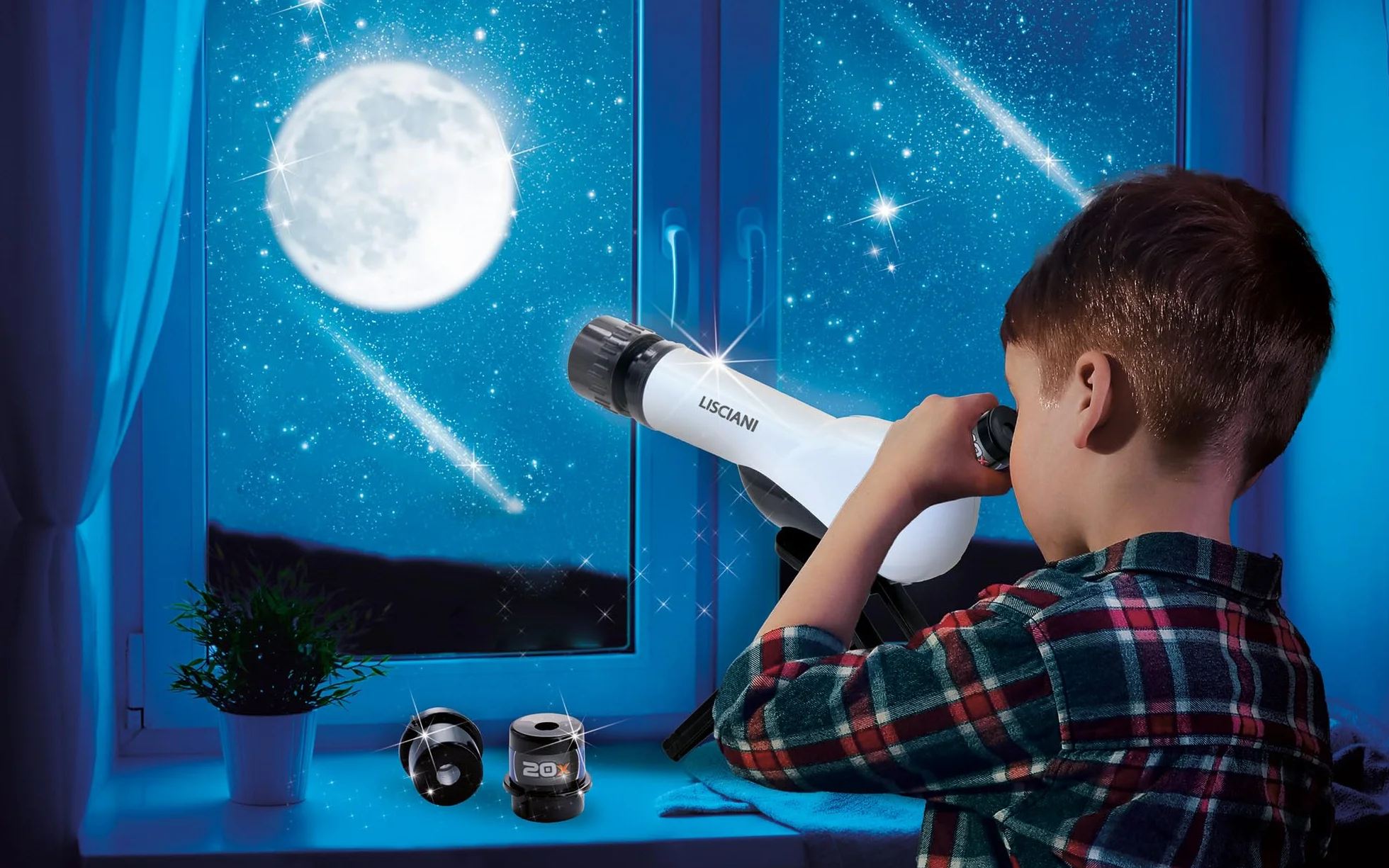 Lisciani - I'm A Genius - Teleskop dla dzieci od 7 lat - Gra edukacyjna Astronomia - Obserwacja Gwiazd i Przyrody - Zoom x20x30x40 - Pomysł na prezent urodzinowy - Eksperymenty naukowe
