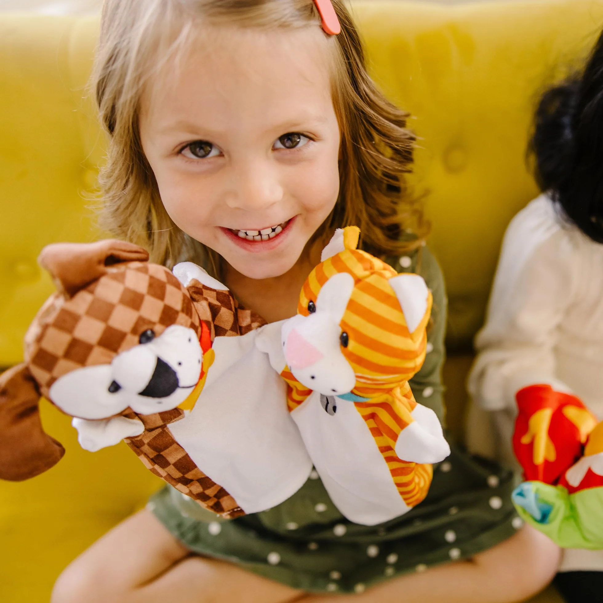 Melissa & Doug – pacynki zwierzęta domowe (zestawy pacynek: królik, papuga, kotek i piesek, miękki pluszowy materiał, zestaw 4-elementowy