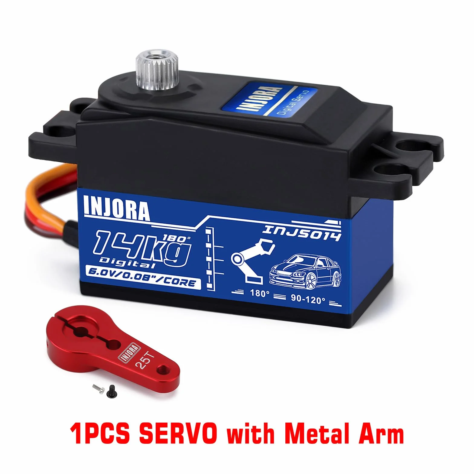 INJORA 14KG Low Profile Wing High Torque Digital Servo z ramieniem 25T do 1/10 1/12 RC Pojazdy Drift Drogowe śmigłowce i samoloty ze stałym skrzydłem