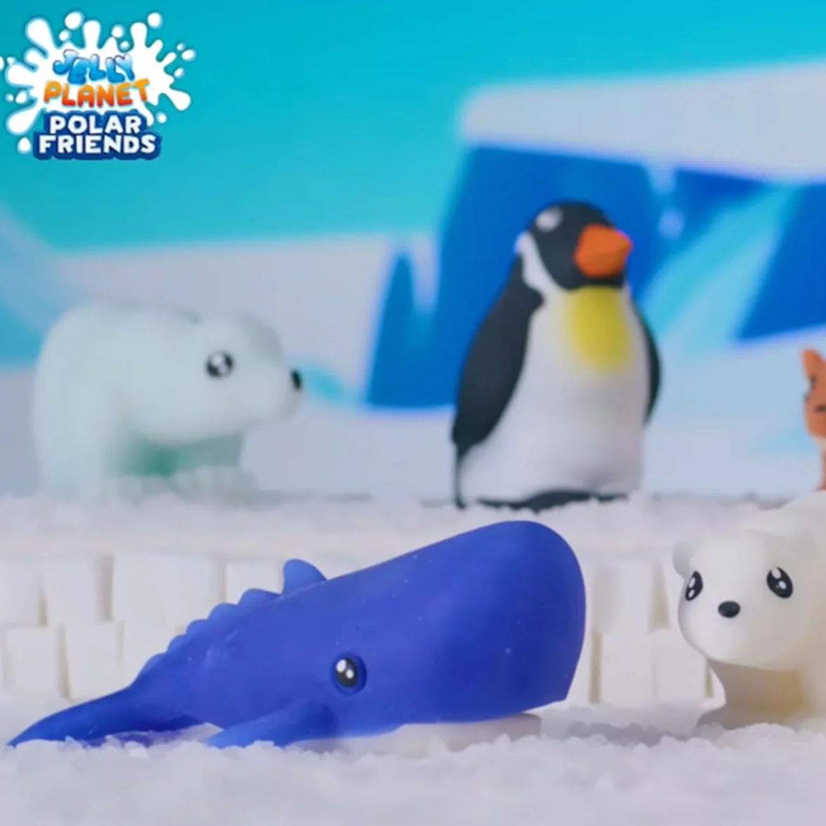 Sbabam FUNNY BOX Polar Friends Jelly Planet, gry dla dzieci z kioskiem, miękkie zabawki dla dzieci, 4 sztuki, znajdź zmianę koloru i świecące w ciemności - zabawka prezent dla dziecka