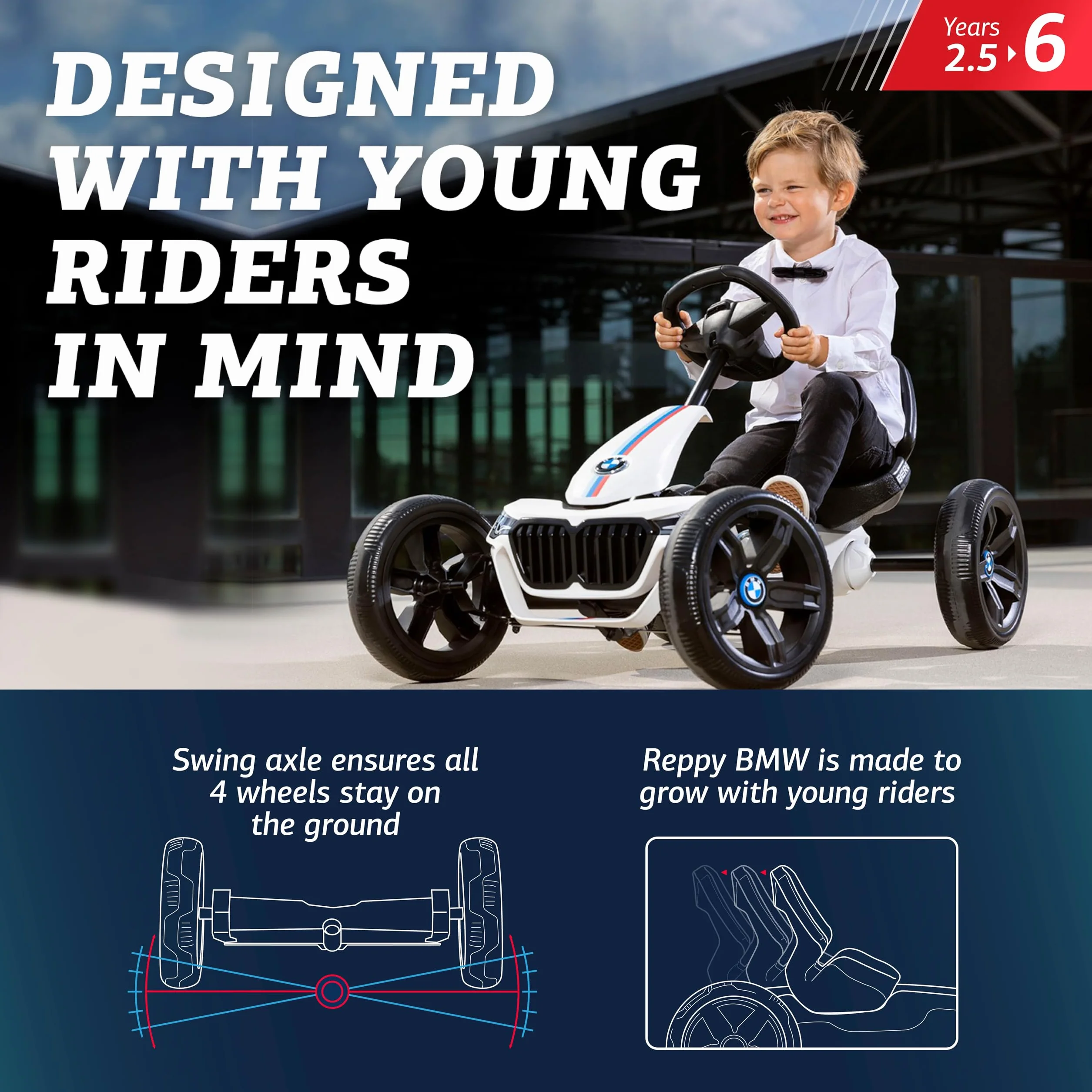 Berg Pedał Gokart Reppy BMW 24.61.00.00 Pojazd dziecięcy samochód pedałowy z głośnikiem