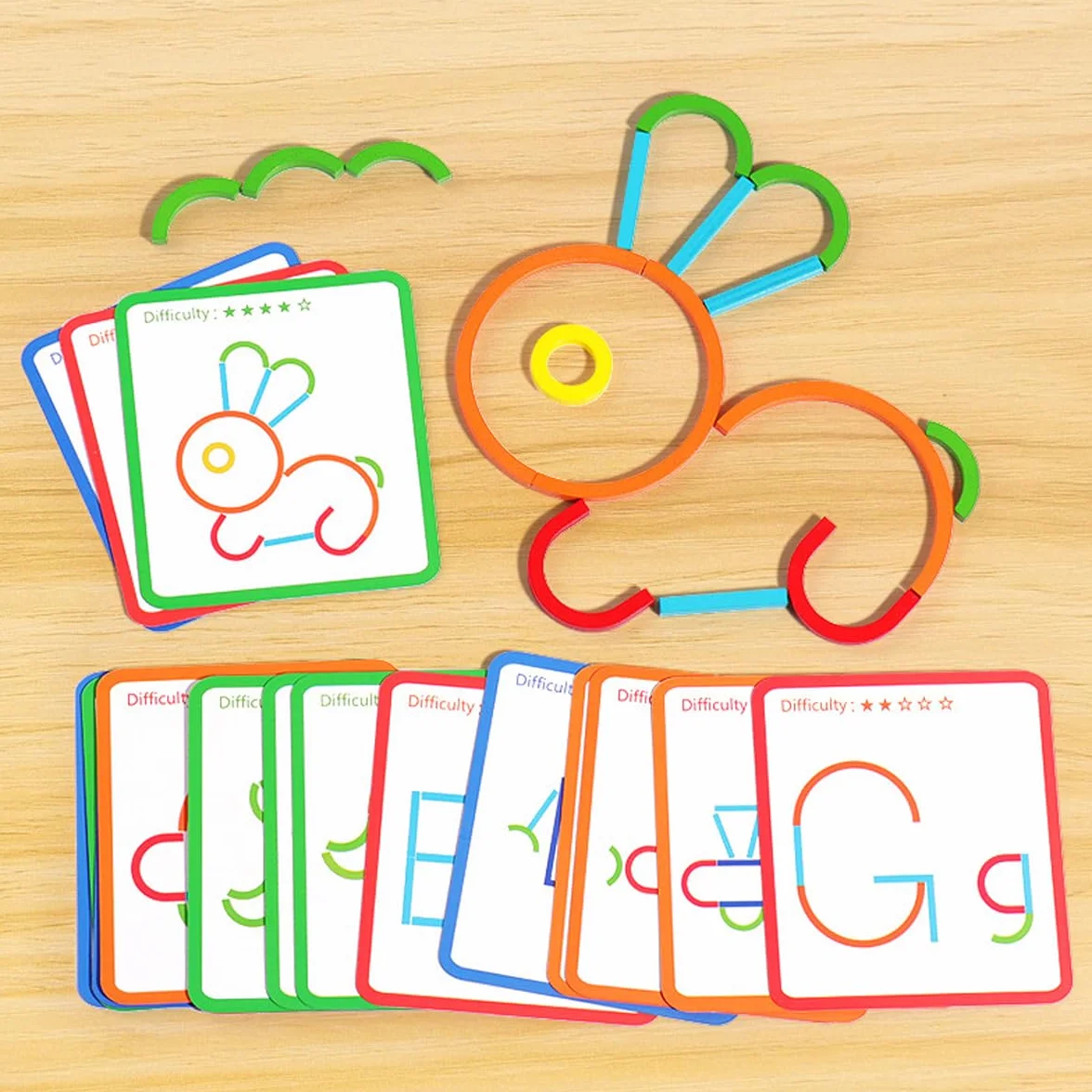 Montessori zabawka dla dzieci 3-5 lat, 120 sztuk, puzzle, kije i pierścienie z kartami, gry edukacyjne, prezent dla dzieci