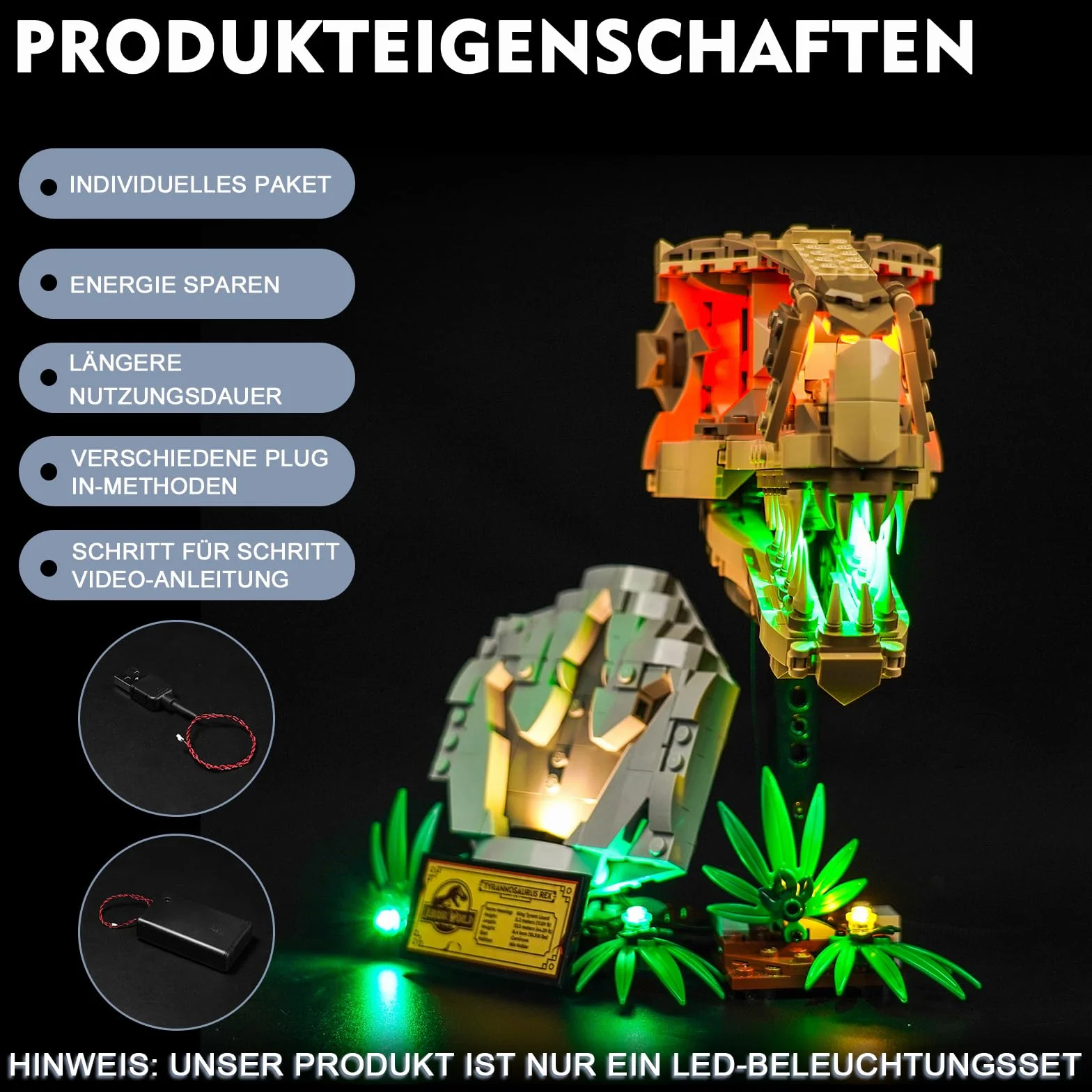 BrickBling Zestaw świateł LED do LEGO 76964 dinozaur skamieniałości: T. Rex Skull (bez lego) - dekoracyjne oświetlenie do kreatywnej zabawki