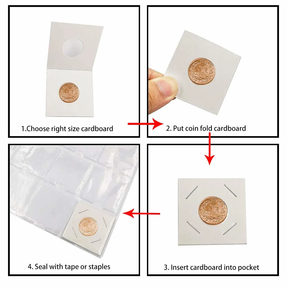 Klapki na monety – 50 szt. uchwytów kartonowych 27,5 mm do kieszeni 5 x 5 cm CS07275