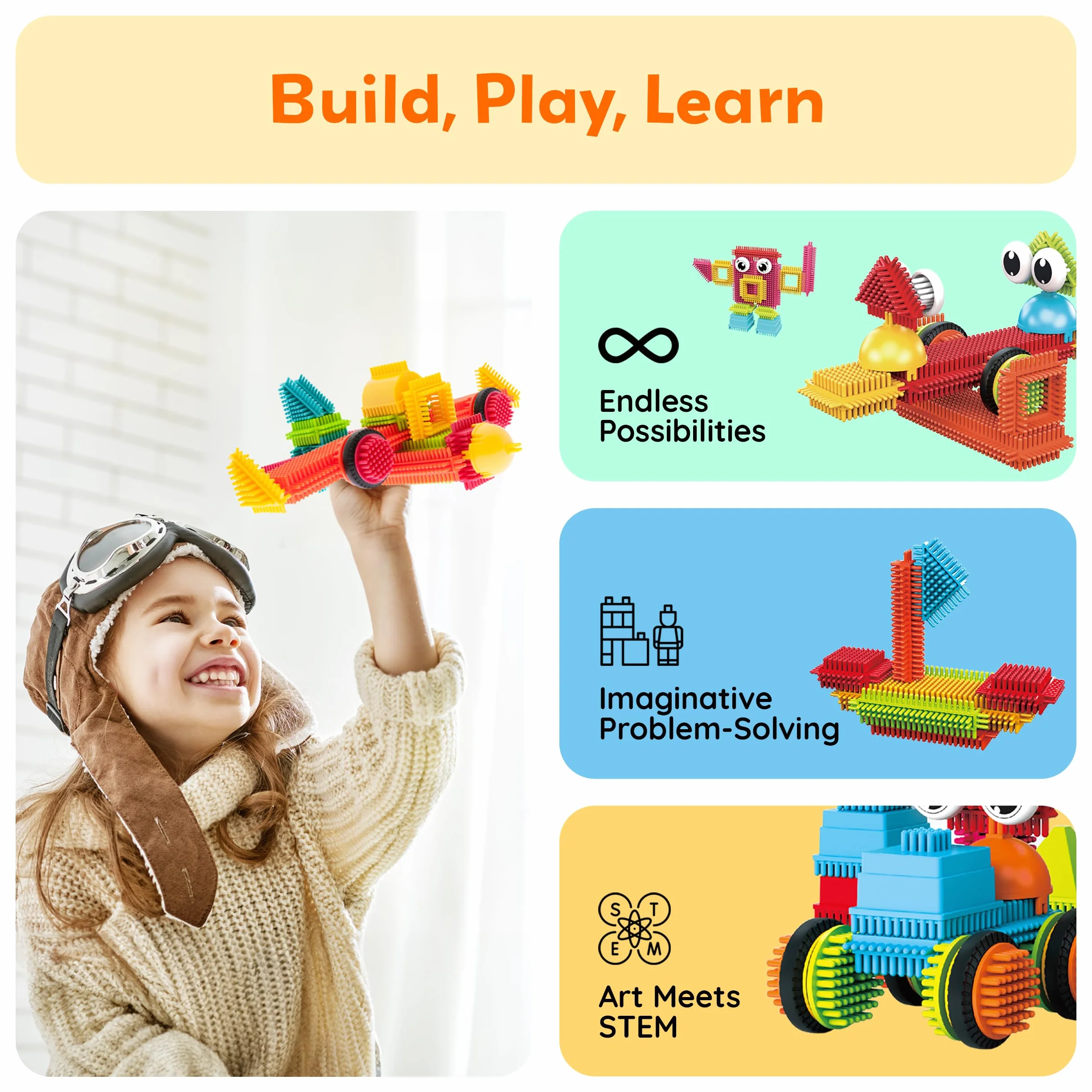 Picasso Toys 112 szt. klocki jeż STEM zestaw płytek budowlanych zabawka edukacyjna PTB112