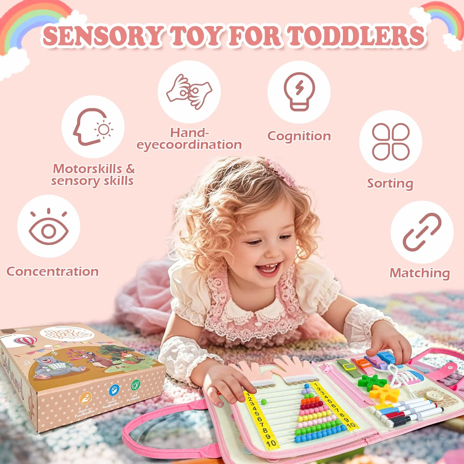 Busy Board, Zabawki Dla Dzieci 2 Lata, Montessori Książki Dla Dzieci 2, Książka sensoryczna Dziecko 1 Rok, Prezent dla Dziewczyny 2 Lata, Gry Edukacyjne Dla Dzieci, Activity Board, Prezent na 2