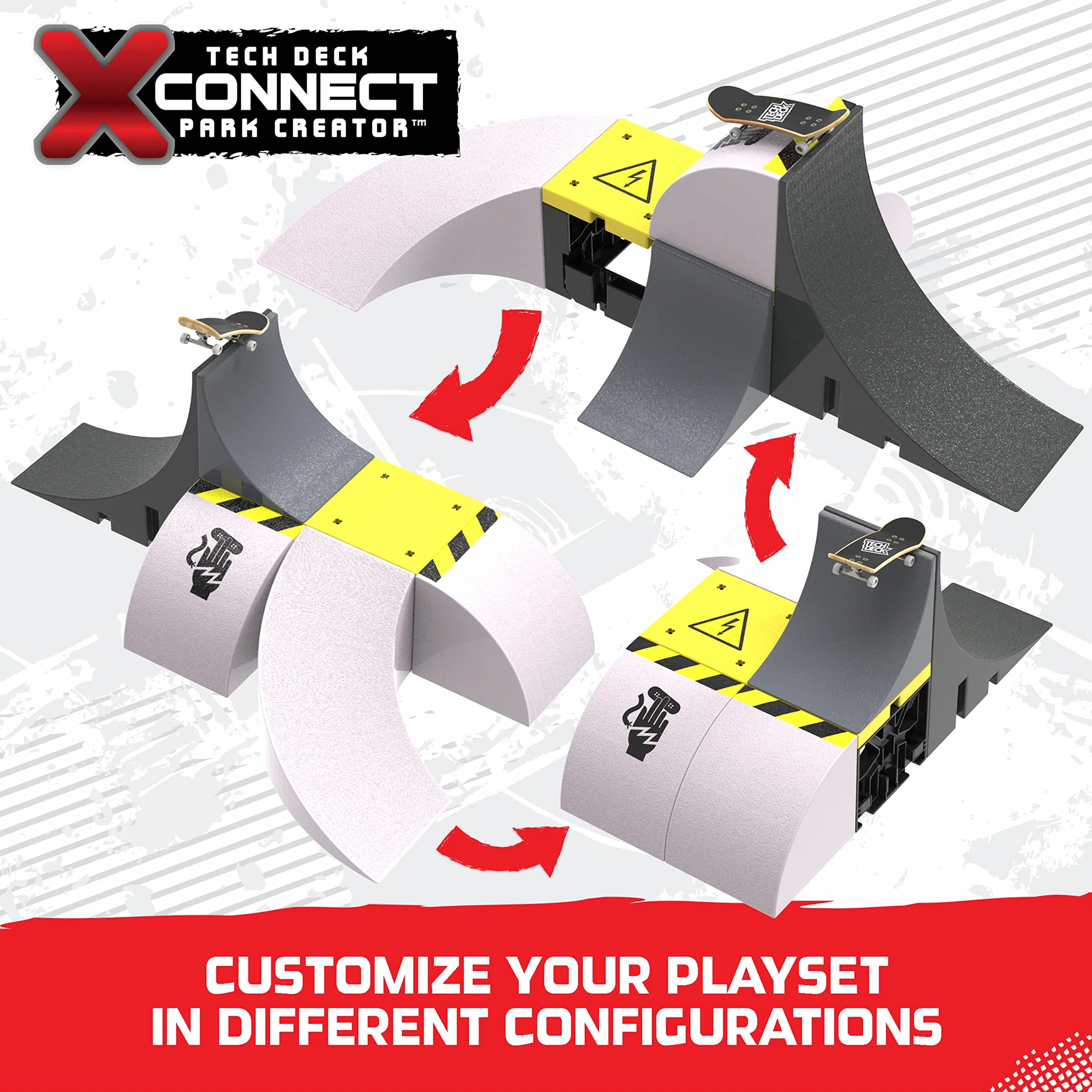 Tech Deck X-Connect zestaw startowy – Power Flippin' zestaw ramp z autentyczną tablicą na palce i akcesoriami
