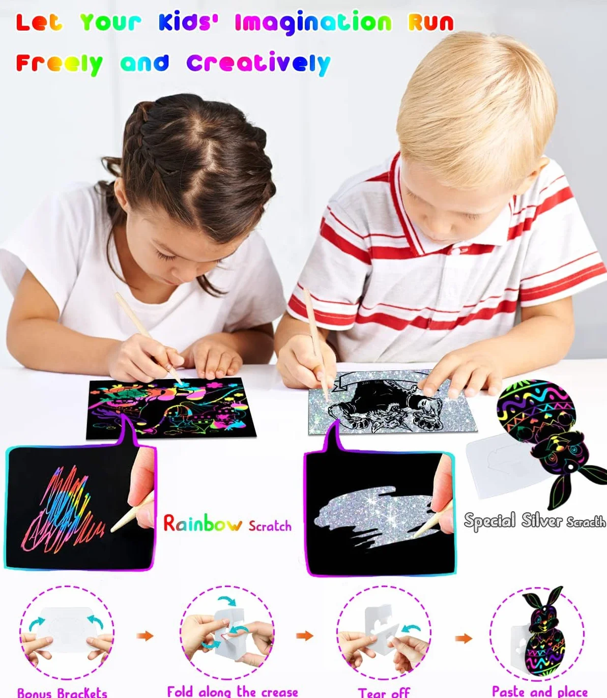 Scratch Art Dla Dzieci 143 Szt - Magiczny Tęczowy Papier Do Zdrapywania Notatki Karta Do Zdrapywania Zakładka Drewniany Rysik Materiały Artystyczne Zestawy Do Dla Narodzenie Urodziny Prezent