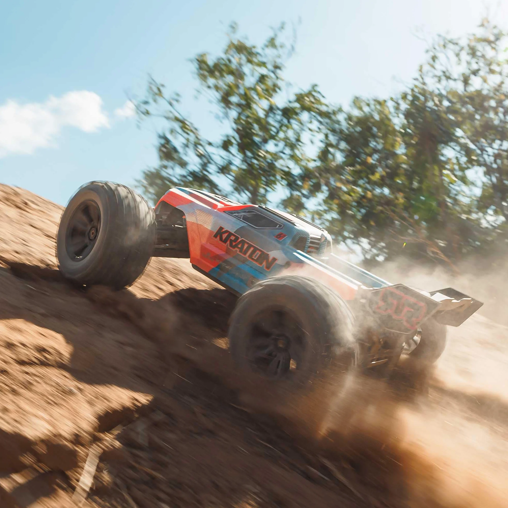 ARRMA RC Truck 1/8 KRATON 4X4 6S BLX BRUSHLESS V6 Speed Truck RTR niebieski pomarańczowy