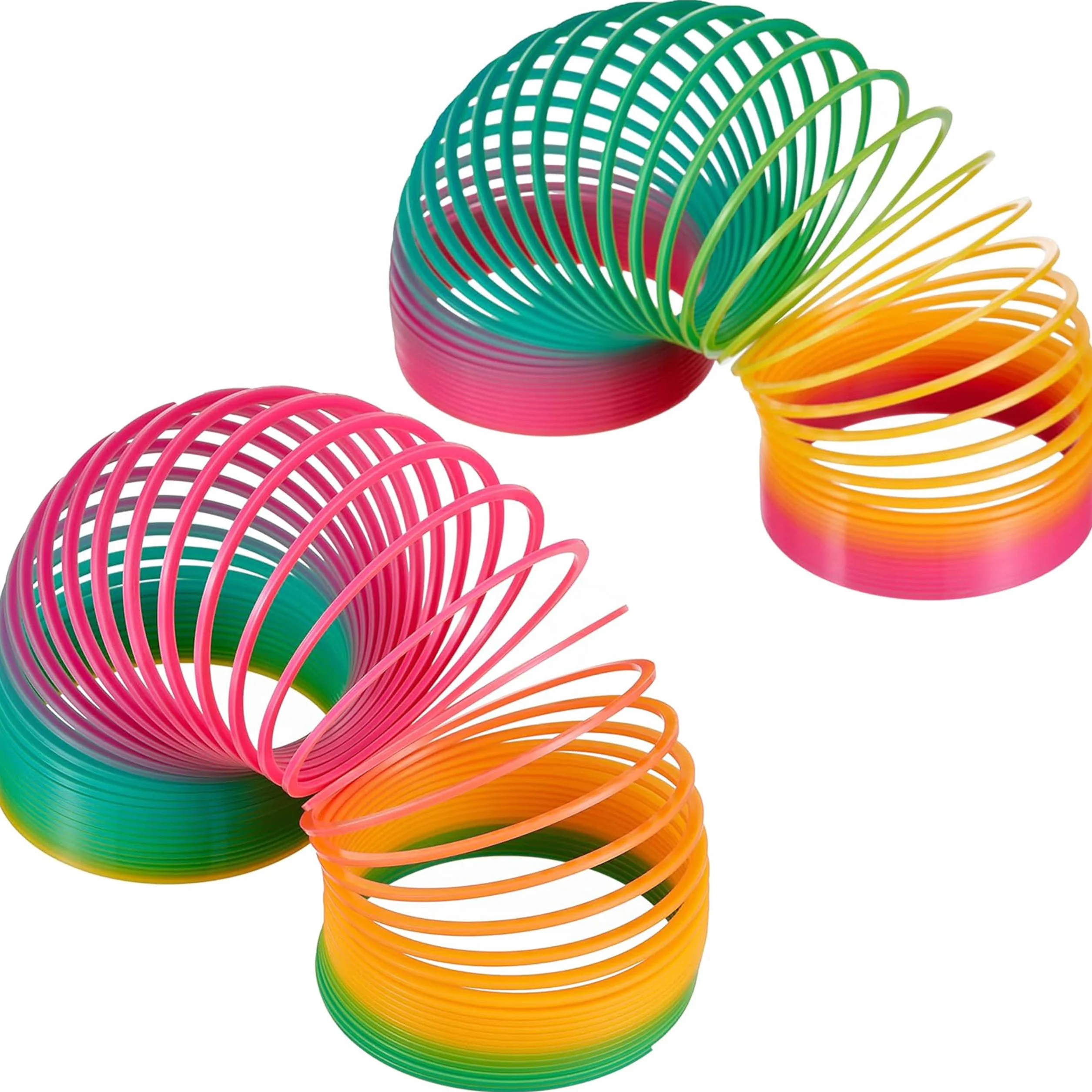 Out of the blue Ogromne tęczowe spirale XXL – zestaw 2 szt., zabawki do skakania po schodach, średnica 10 cm, z tworzywa sztucznego – idealne dla dziewcząt i chłopców – idealne jako upominek na