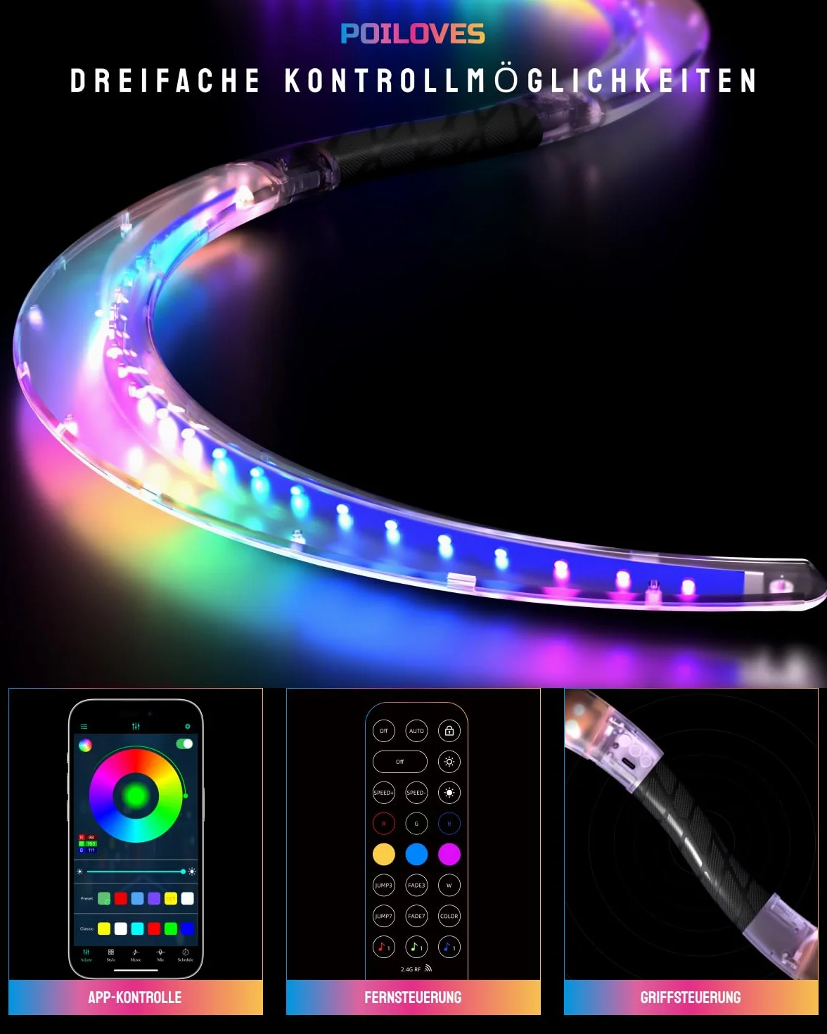 Żonglerskie magiczne laski LED w kształcie