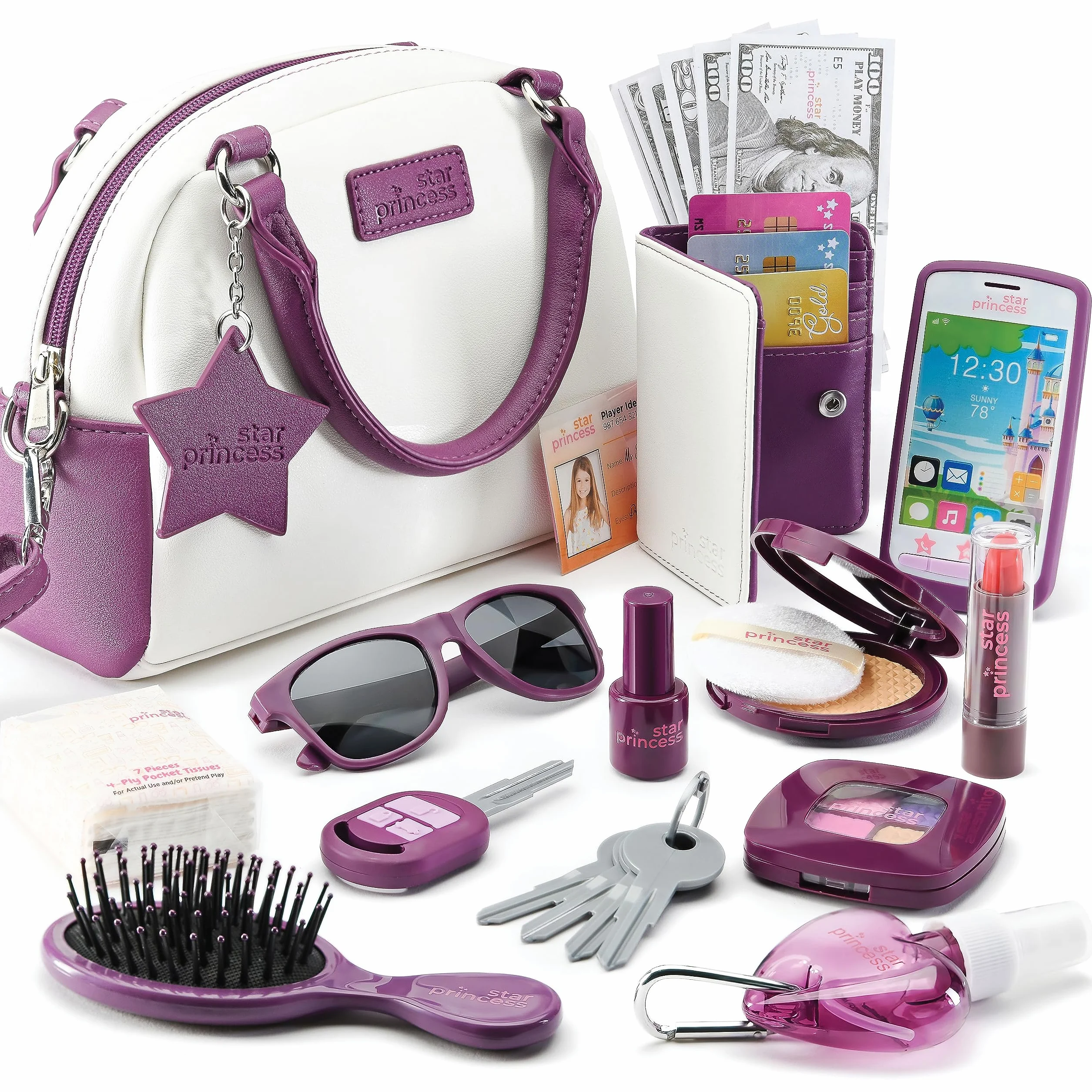 Little girl pretend play purse set