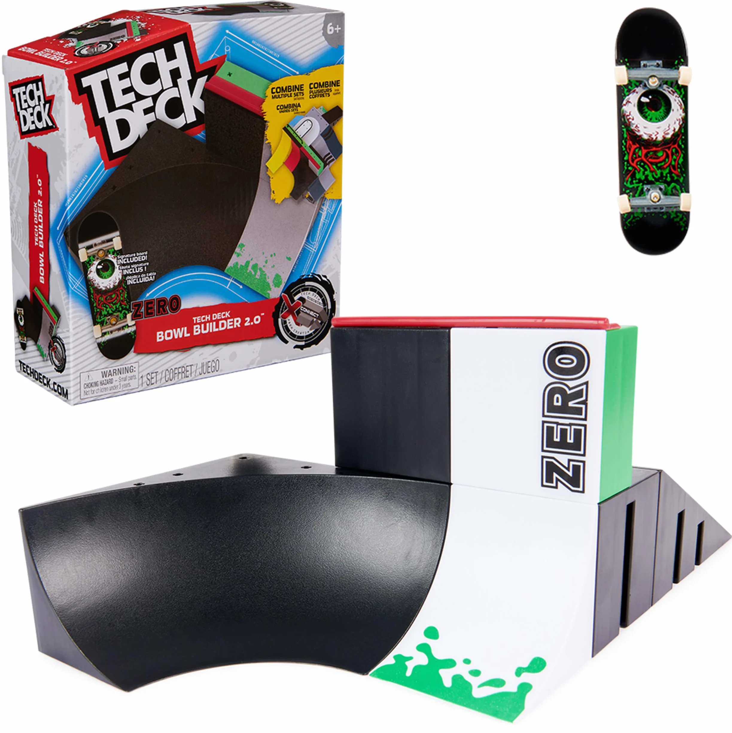 Tech Deck X-Connect zestaw startowy – Bowl Builder 2.0 zestaw ramp z autentyczną tablicą na palce marki Zero i akcesoriami, od 6 lat