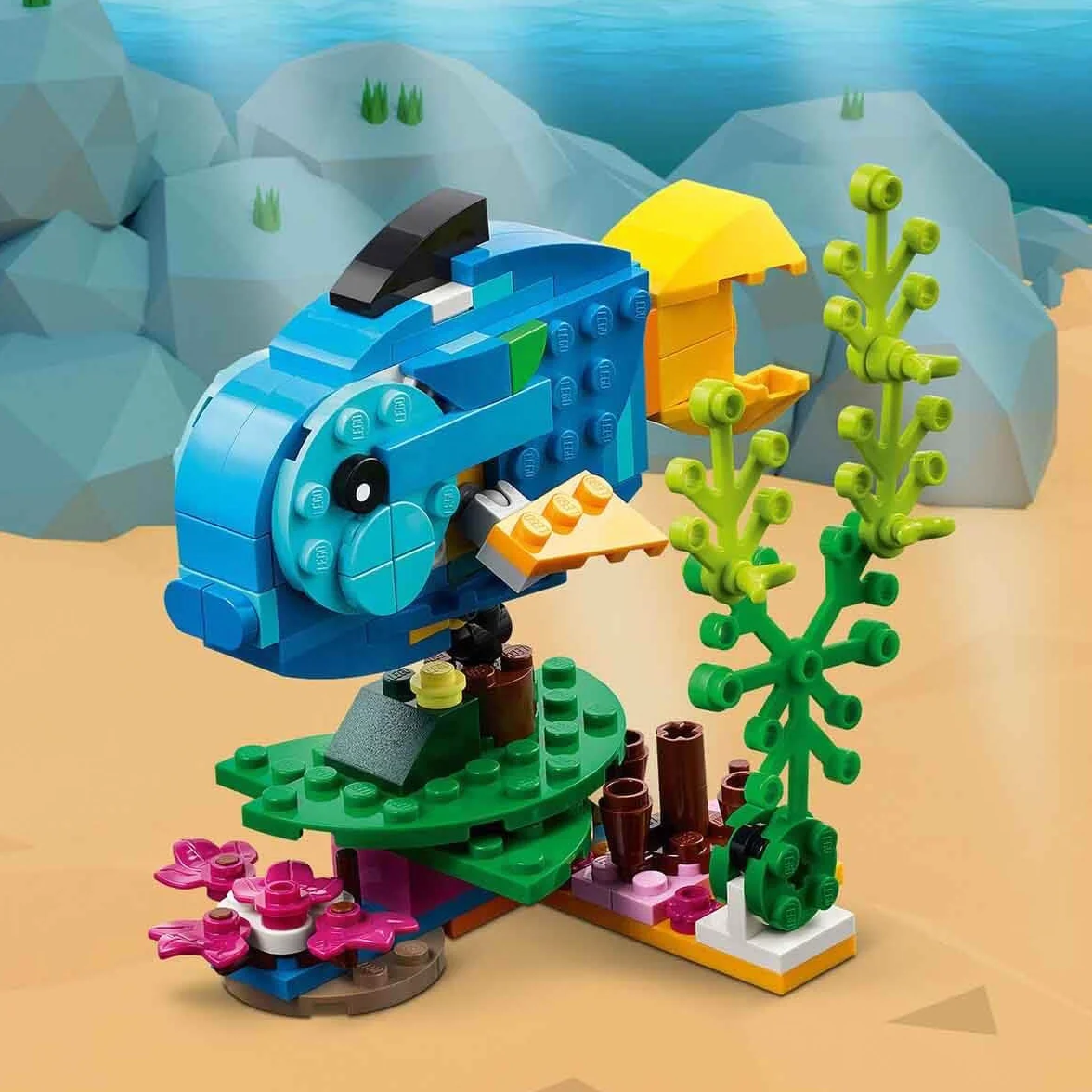 LEGO Creator 3 w 1 Egzotyczna papuga, Figurki Zwierząt z Klocków, Żaba i Ryba, Kreatywna Zabawka dla Dziecka do Budowania, Zestaw Edukacyjny, Prezent dla 7-latka, 31136