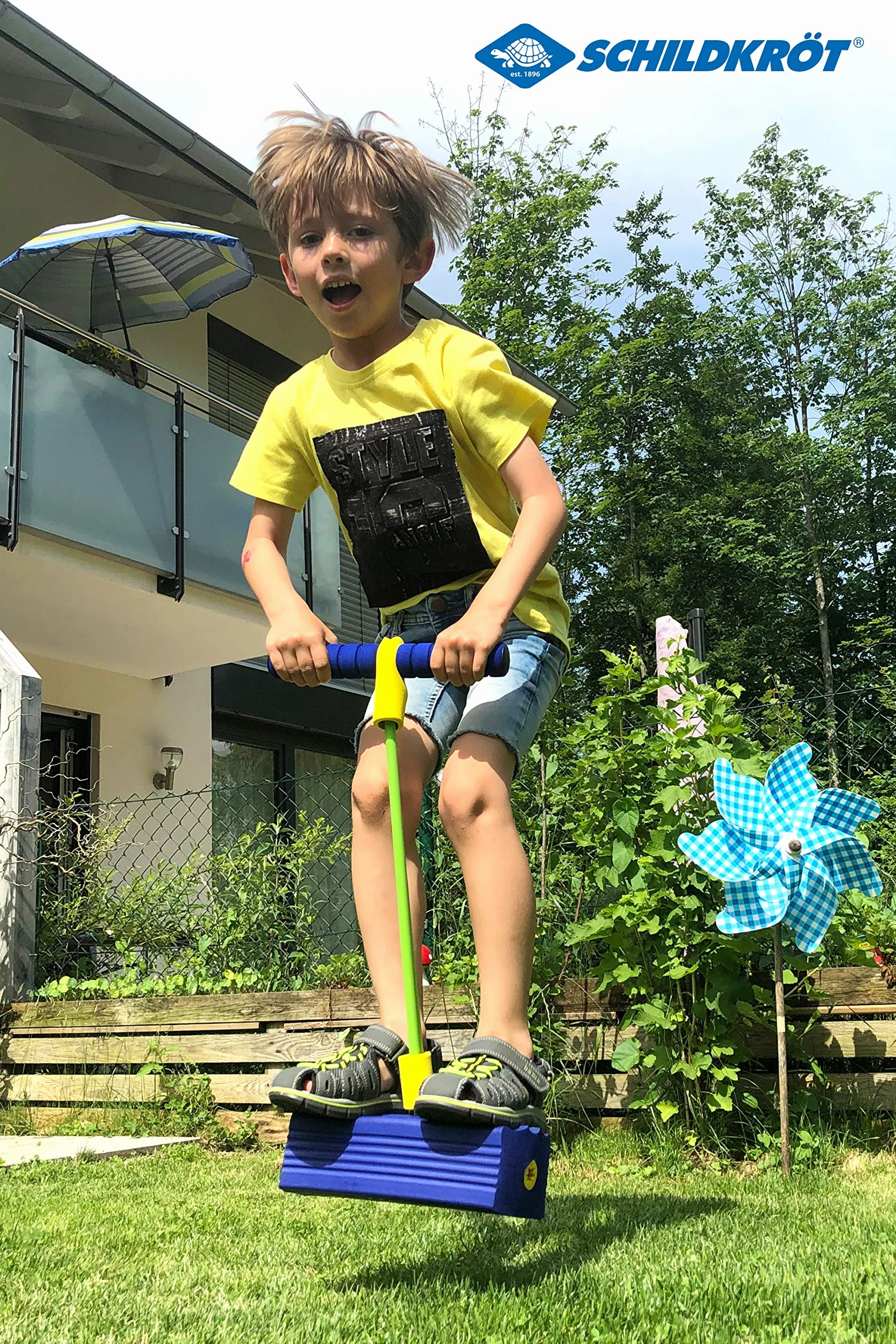 Schildkröt Fun Jumper piszczący Bungee Jumper z pianki z miękkimi uchwytami dla dzieci od 3 lat