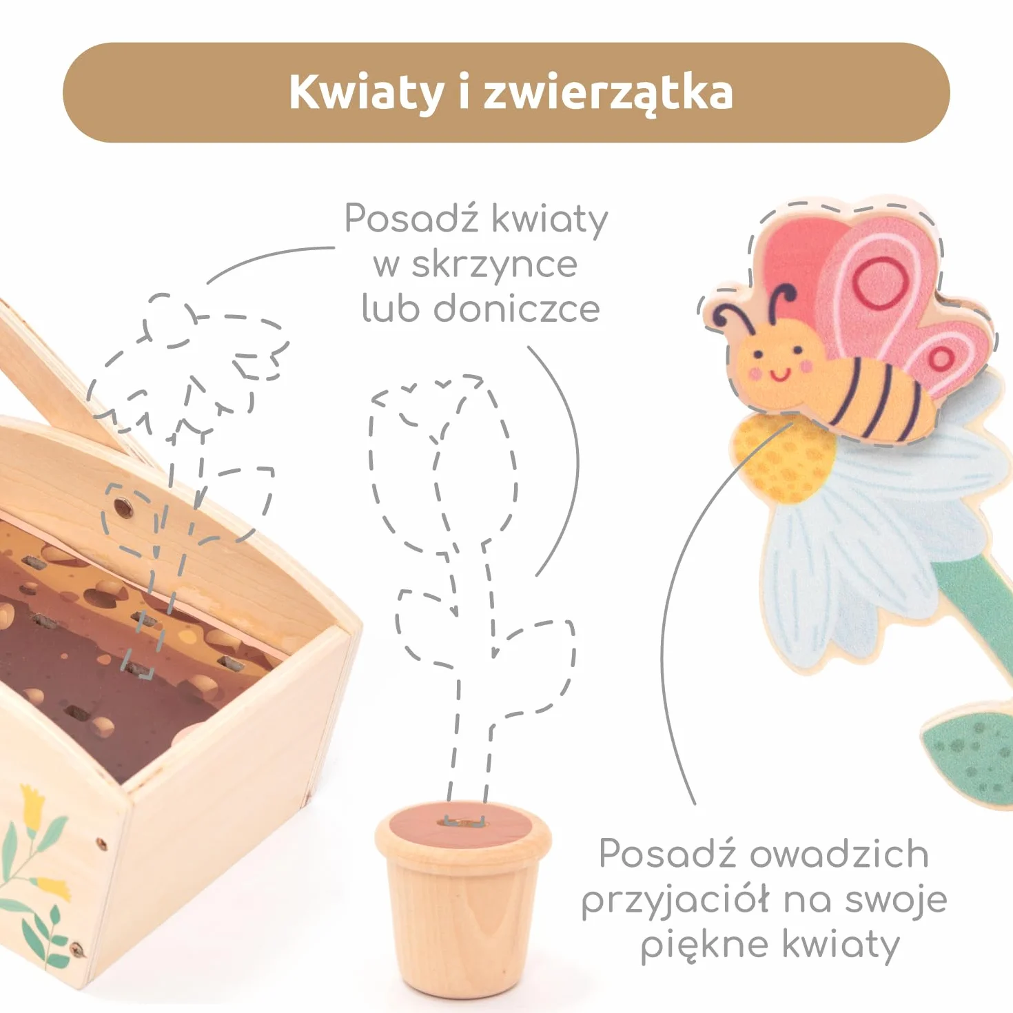 umu® Zestaw ogrodowy z drewna dla dzieci z akcesoriami – zabawka ogrodowa, narzędzia ogrodowe dla dziewcząt i chłopców, konewka, szufla, grabki, edukacyjna od 2-6 lat