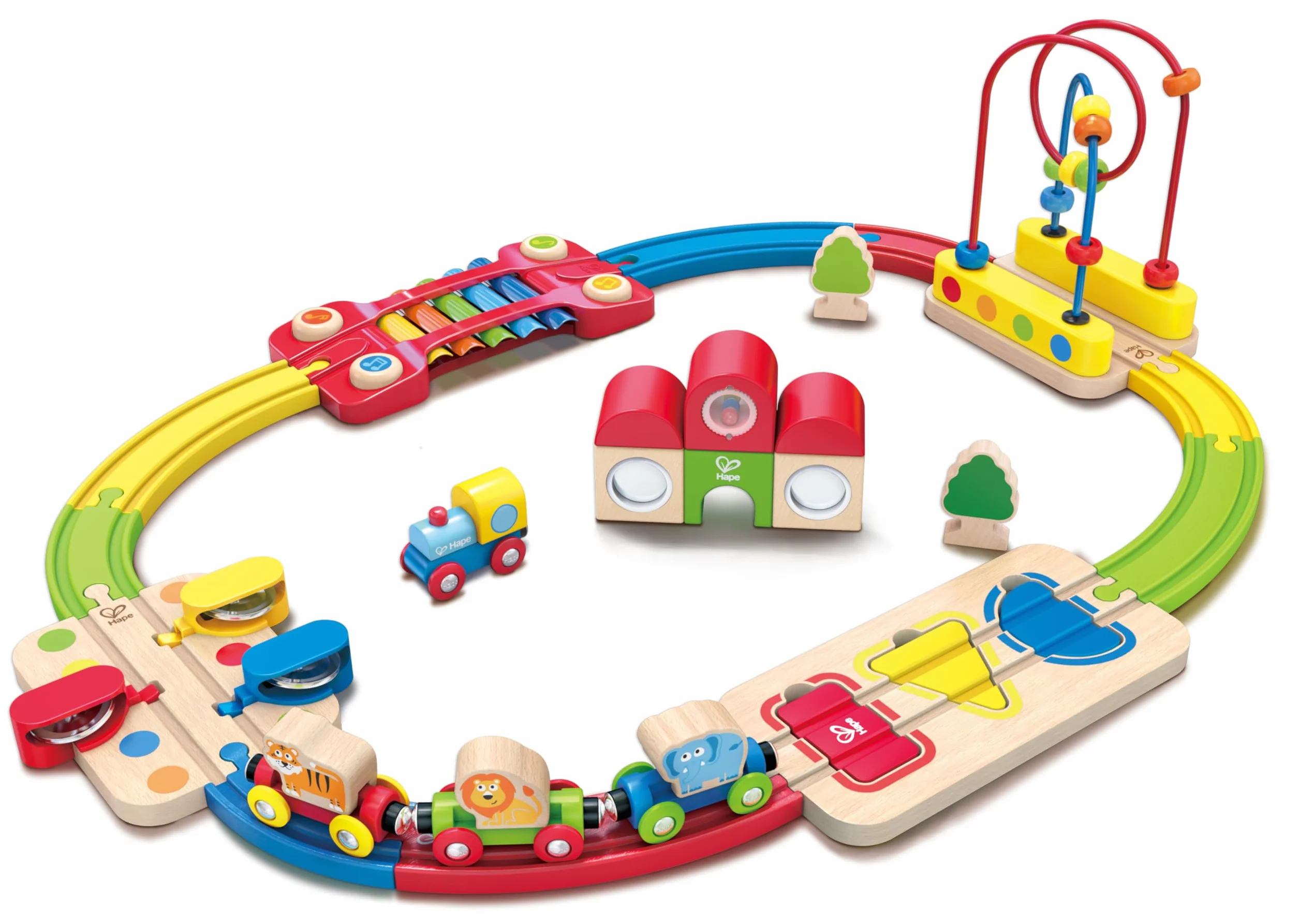 Hape E3826 Rainbow puzzle kolejka, wielokolorowa, jeden rozmiar