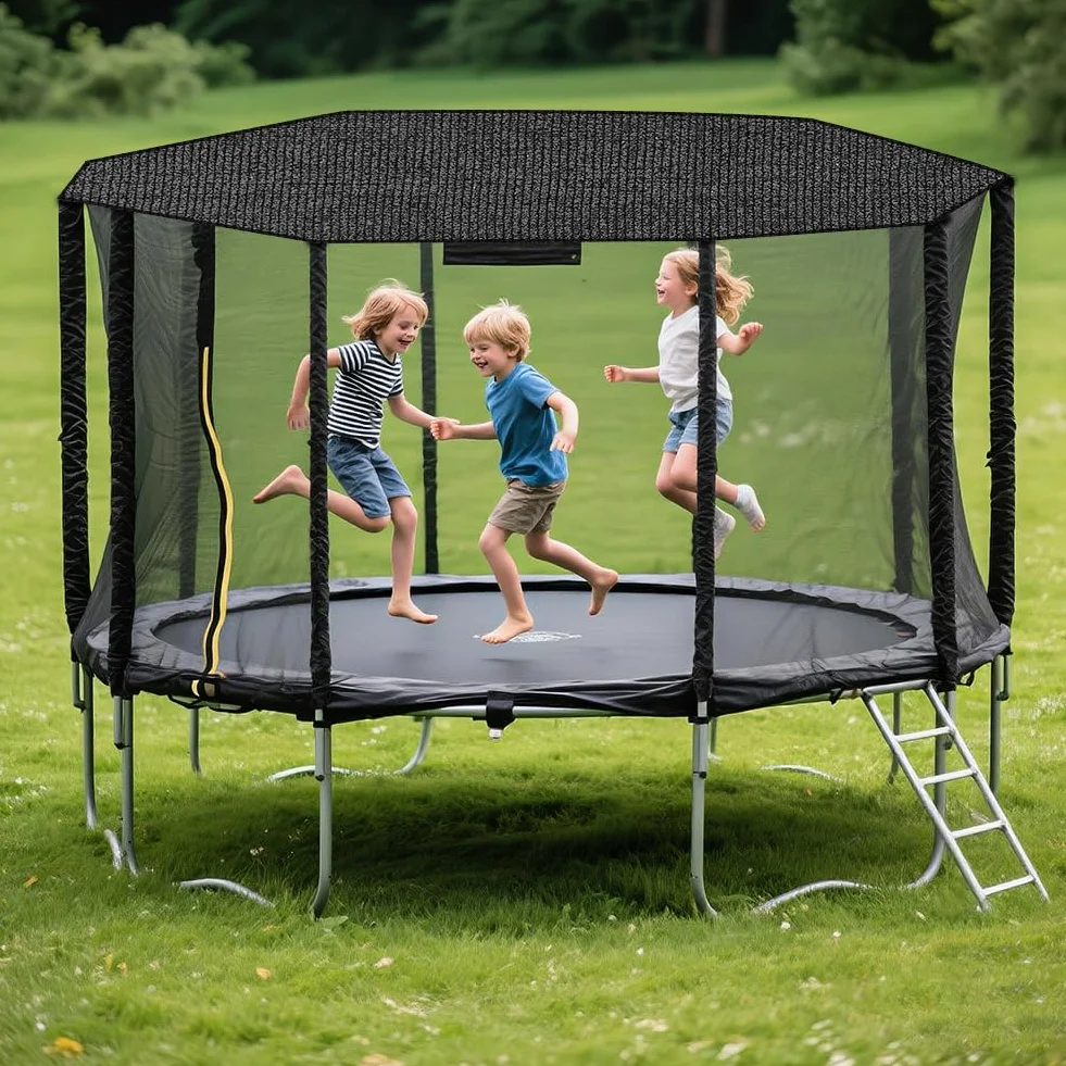 Osłona na trampolinę, 6-biegunowa osłona przeciwsłoneczna na trampolinę, wodoodporna i pyłoszczelna osłona górna, akcesoria do trampolin, górne pokrowce na plac zabaw na zewnątrz, podwórko