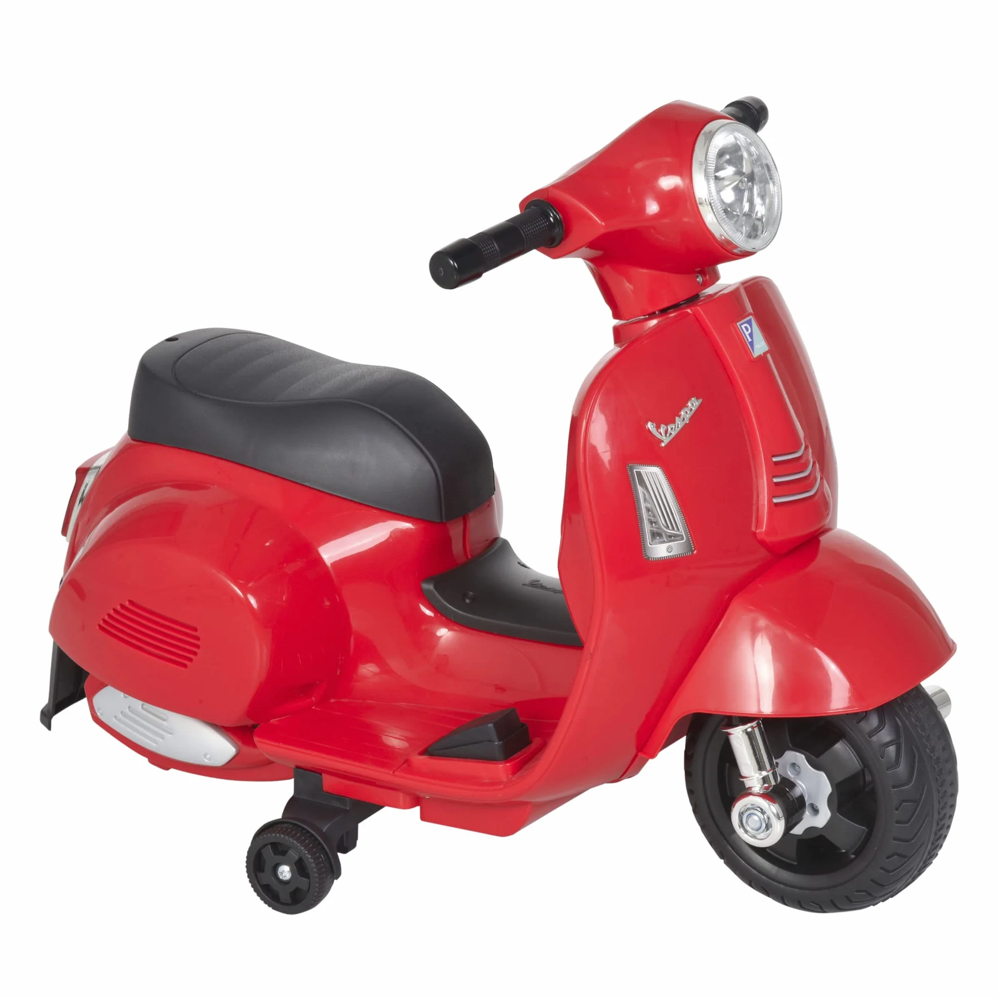 HOMCOM VESPA motocykl elektryczny motocykl dla dzieci pojazd elektryczny 18-36 miesięcy 3 km/h światła LED dźwięk tworzywo sztuczne PP metal kolor czerwony 66,5 x 38 x 52 cm