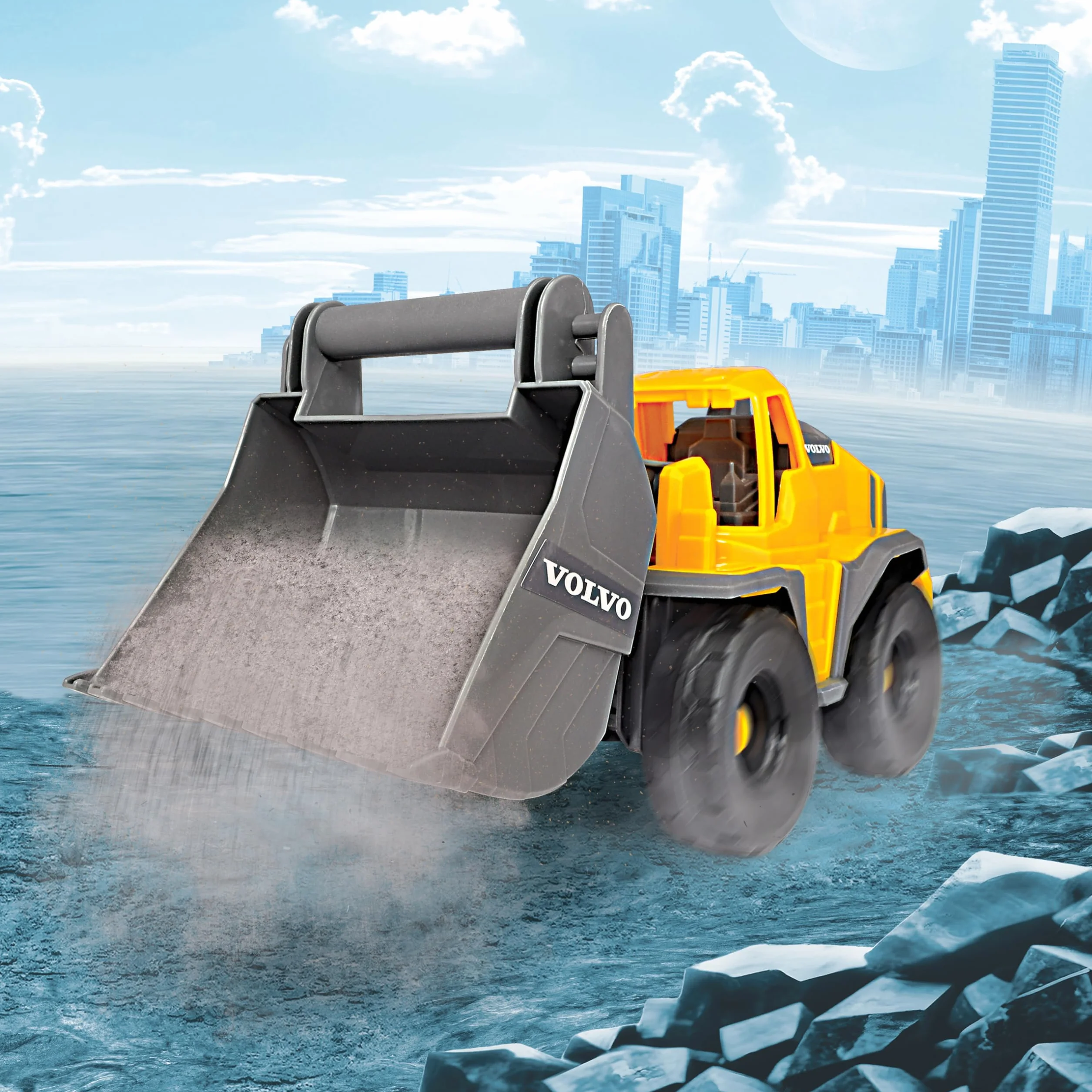 Dickie Toys - Volvo Tough Loader (26 cm) – koparka do zabawek dla dzieci od 3 lat z wolnym biegiem i ruchomą łopatą, nadaje się jako zabawka do piasku