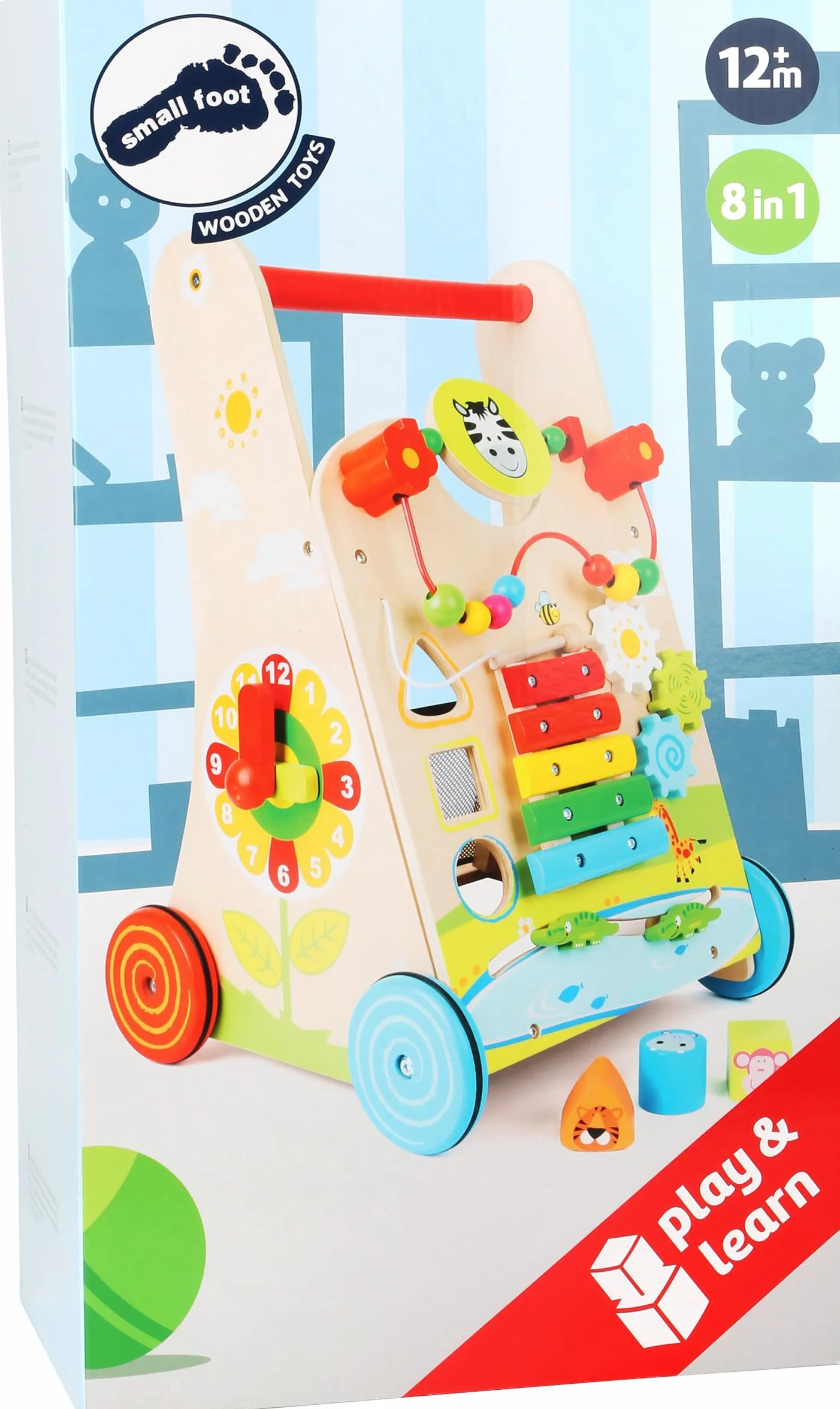 Small Foot 10606 Chodzik dla niemowląt, z drewna, z różnorodną zabawą dla dzieci w wieku od 2 lat