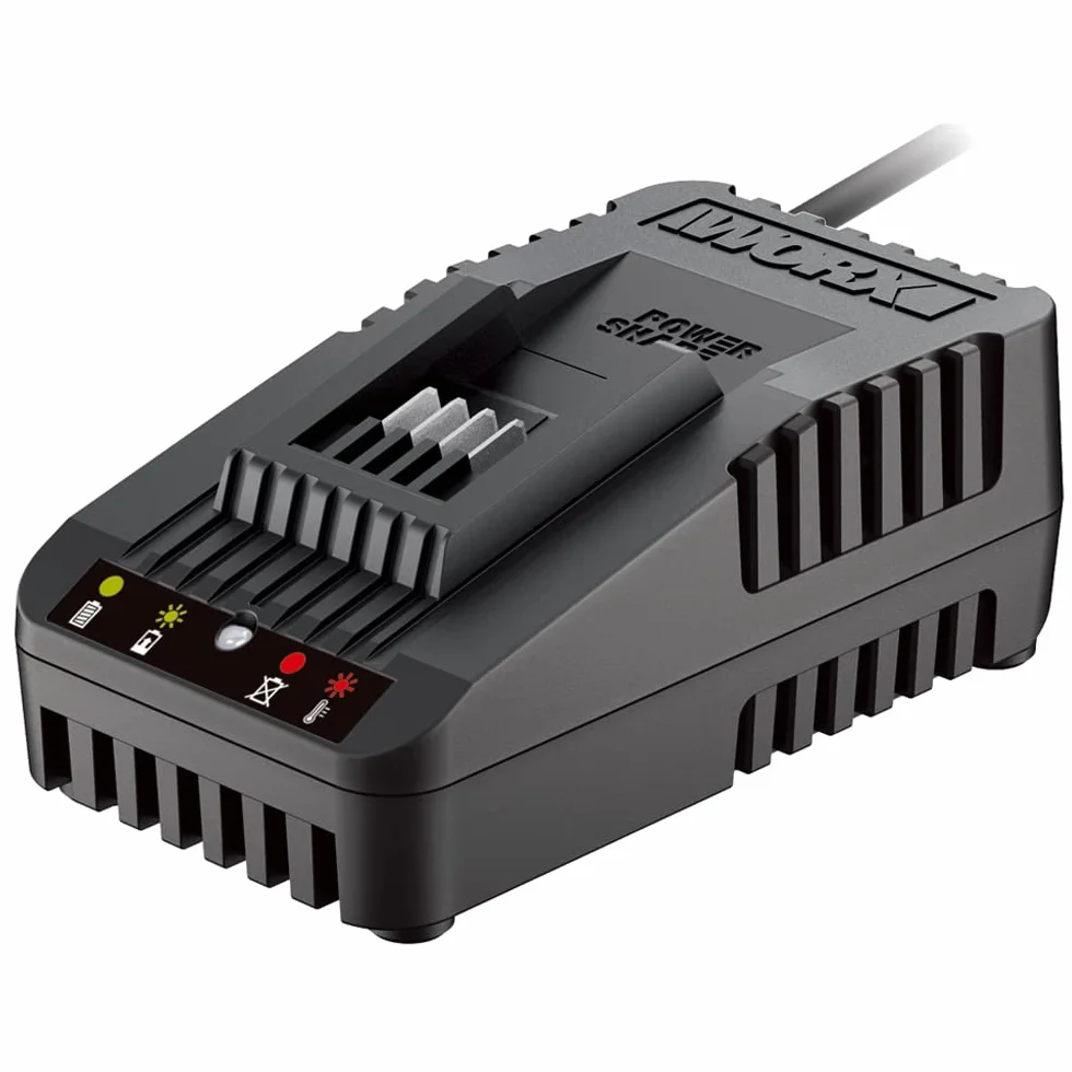 WORX WA3880 Stacja Ładująca Akumulator, Szybka Ładowarka do Akumulatora, Uniwersalna do Akumulatorów WORX Powershare do 6000 Mah