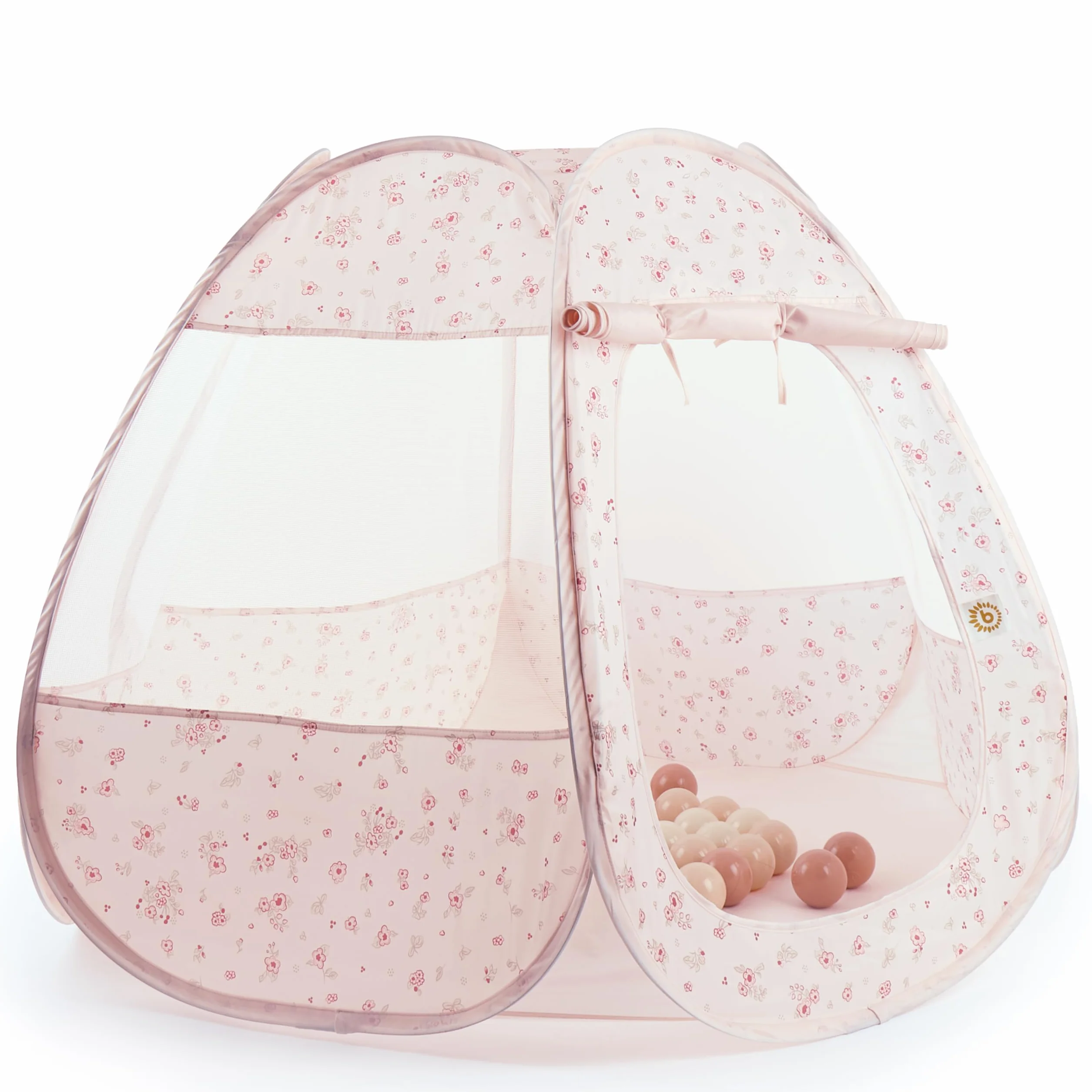 Bieco Namiot dziecięcy i basen z piłkami Pop up Dreamy Flowers z 50 piłkami | Namiot księżniczki dla dzieci | Namiot do zabawy dla dziewczynek