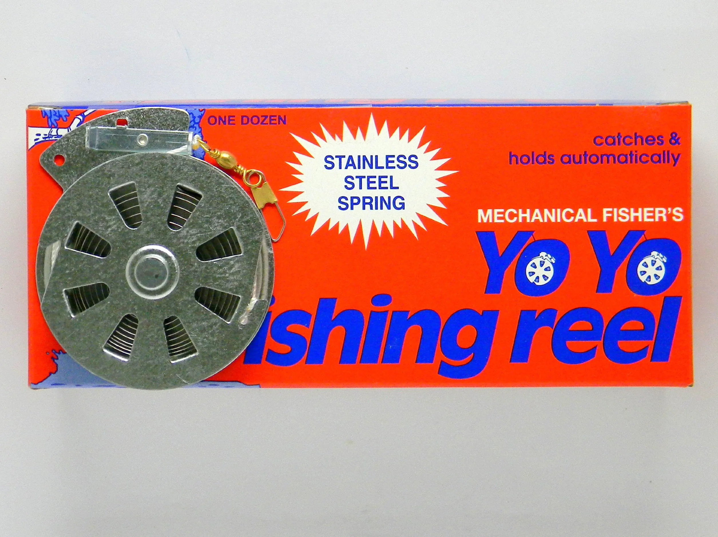 4 mechaniczne kołowrotki wędkarskie Fisher's Yo Yo - zestaw 4 kołowrotków - pułapka na ryby Yoyo - (płaski model wyzwalacza) firmy Mechanical Fisher YoYo automatyczny kołowrotek wędkarski