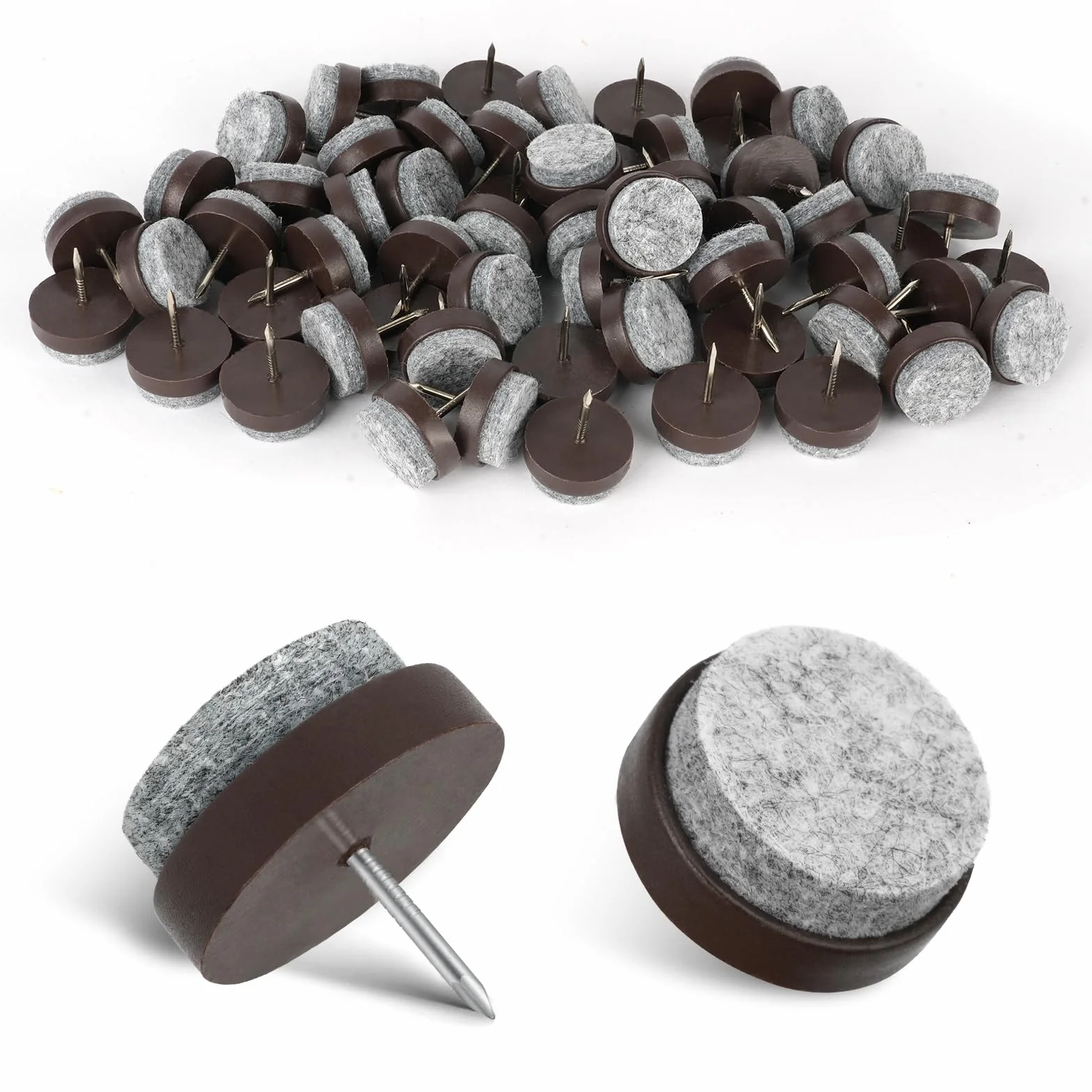Flintronic 60 sztuk podkładek filcowych z śrubami, średnica 28mm, podkładki filcowe pod krzesła z śrubami, podkładki filcowe pod krzesła do mebli, laminat, parkiet, płytki, osłony nóżek krzeseł