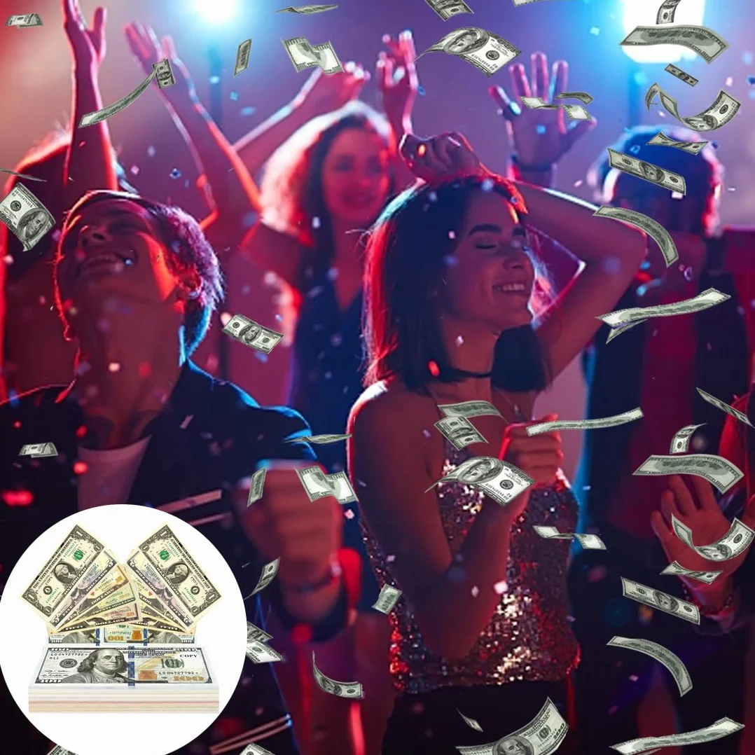 120 arkuszy Scratch Cash, symulowane dolary, zestaw monet do gry, 20 x 1 $, 5$, 10$, 20 $, 50 $, 100 $, pieniądze z filmu Dolar, Playset gotówkowy na rekwizyty kinowe, gry kasynowe