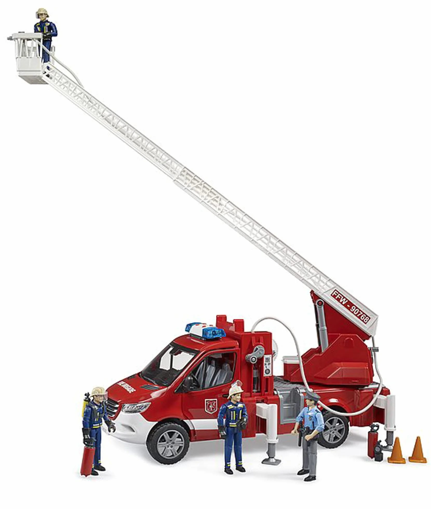 Bruder 02673 Mercedes-Benz Sprinter Straż Pożarna 1:16 Pojazd interwencyjny z obrotową pompą drabinową