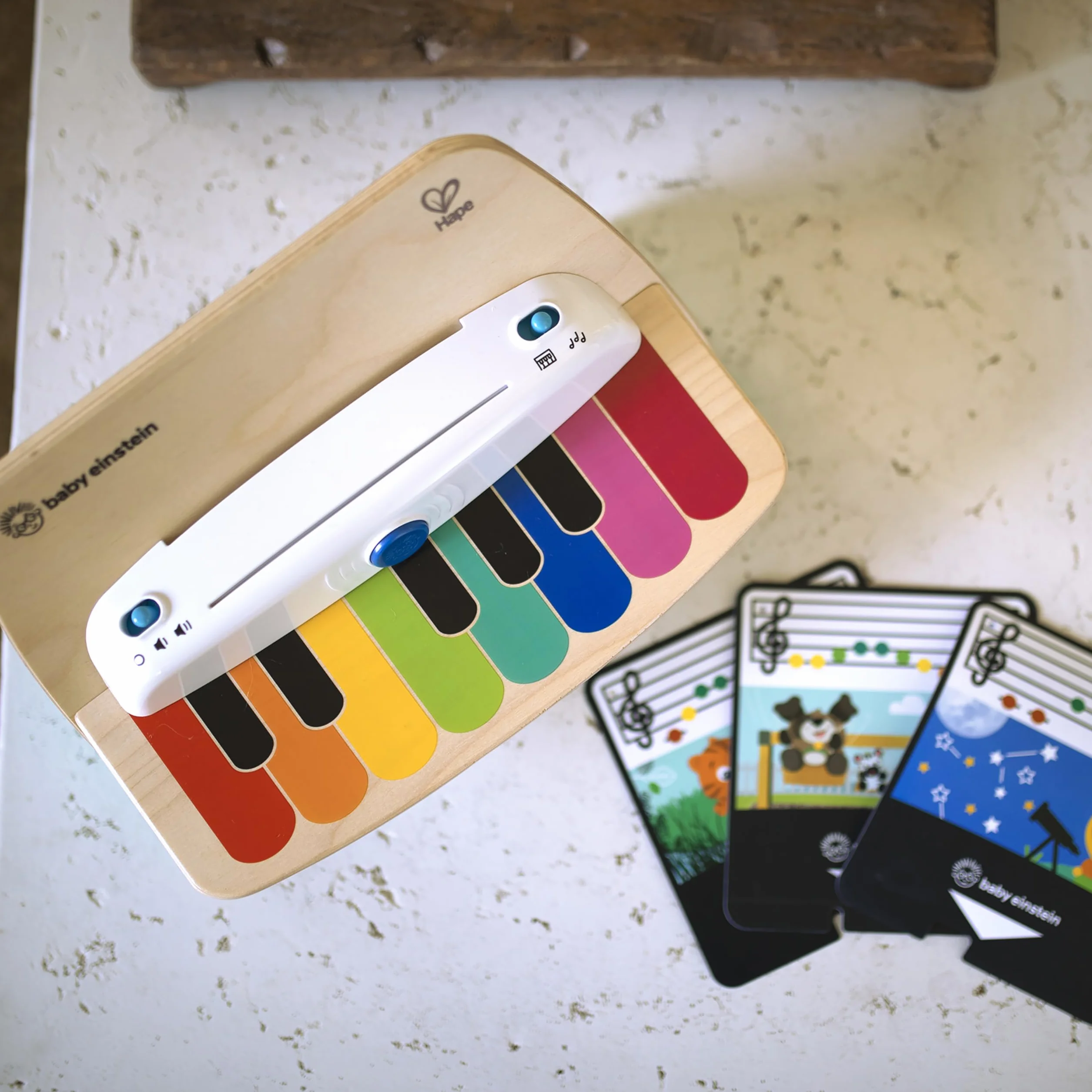 Baby Einstein Hape Magic Touch Piano Wooden Musical Toy Instruments for Toddlers, 2 Play Modes, 6 Songs, Volume Control, Age 6 Months +