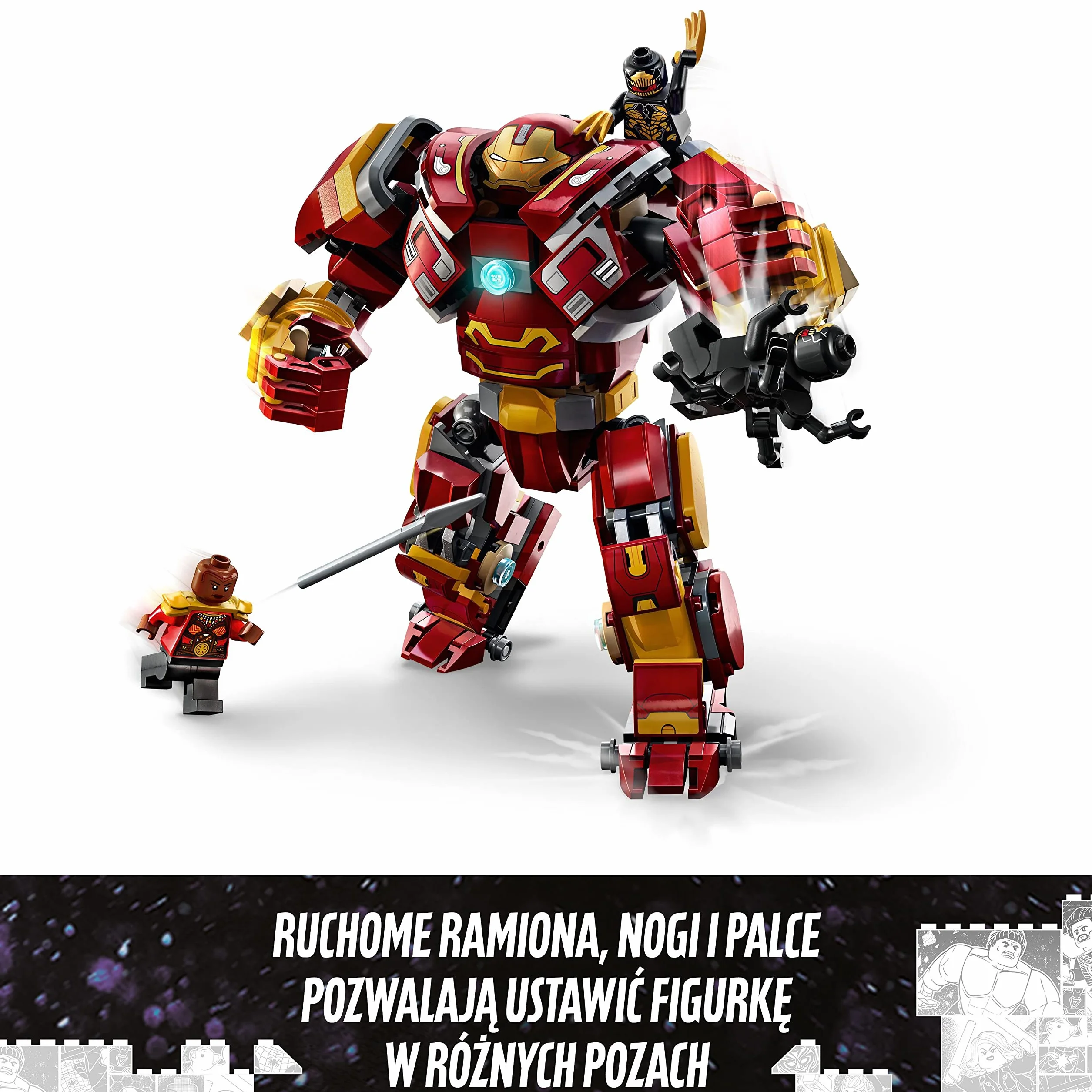 LEGO 76247 Marvel Hulkbuster: bitwa o Wakandę, Figurka Akcji, Zabawka do Budowania z Klocków Konstrukcyjnych z Minifigurką Hulka Bruce'a Bannera, Zestaw Kreatywny Avengers dla Dzieci