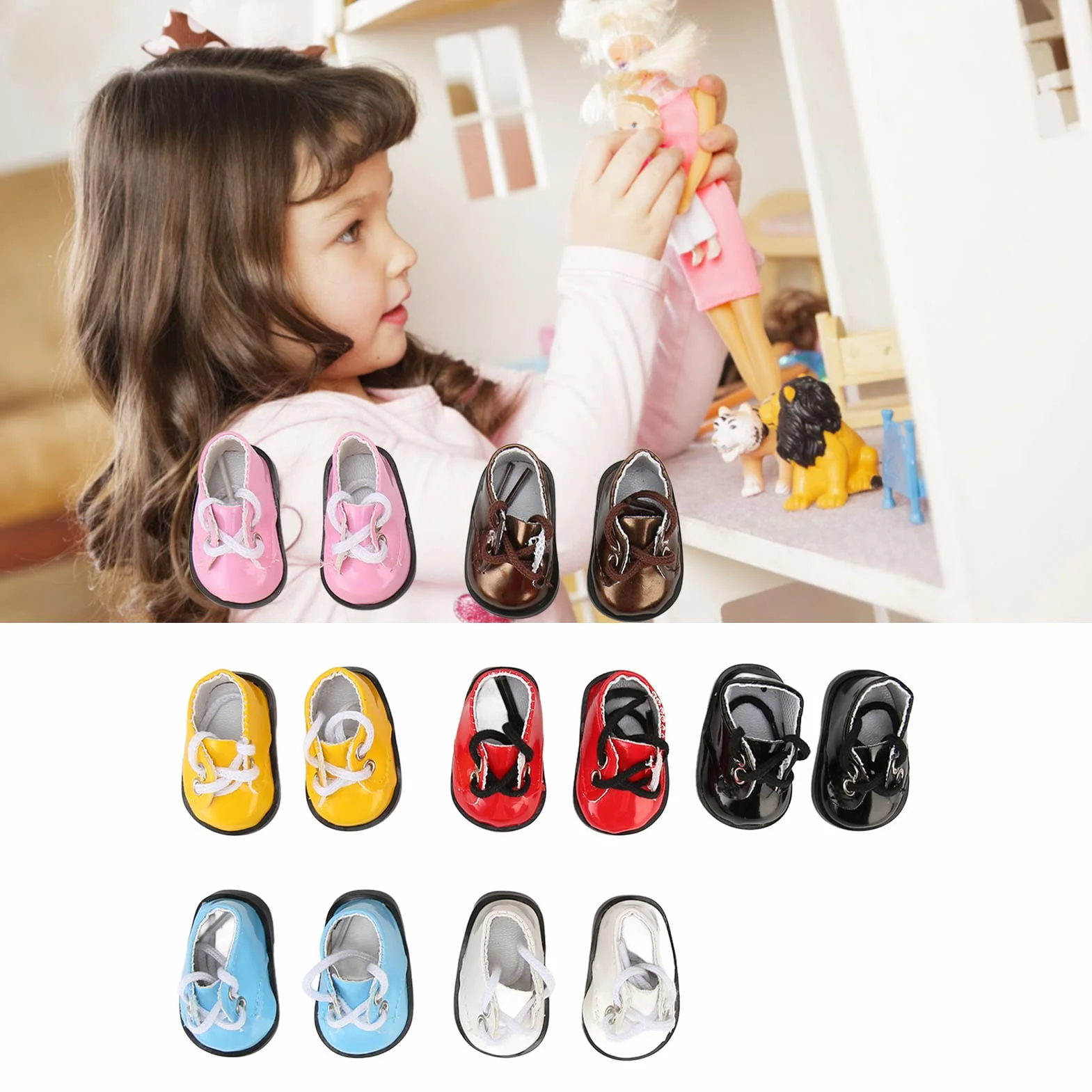 Buty dla lalek z przegubem kulowym, 5,6 x 3,3 cm, odporne na odkształcenia, dla dużych lalek 20 cm