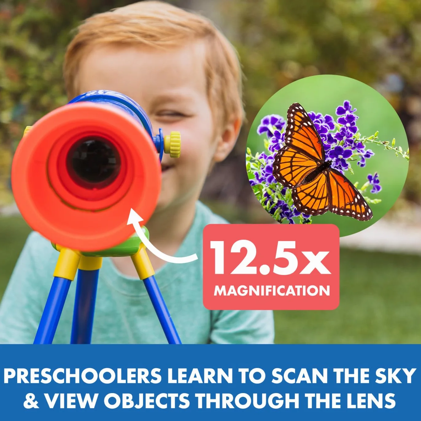 Mój pierwszy teleskop, zabawkowy STEM, zabawkowy teleskop do astronomii od Learning Resources GeoSafari Jr., dla chłopców i dziewcząt powyżej 4 lat