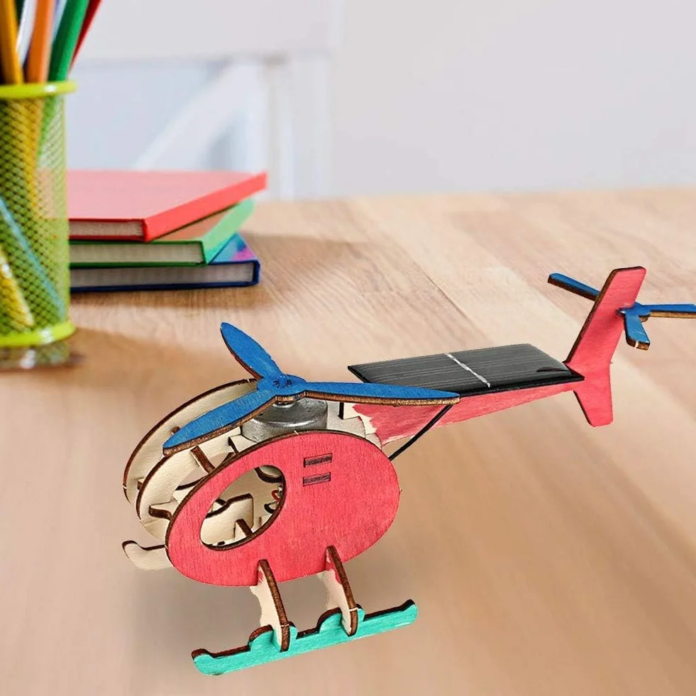 DIY drewniany samolot na energię słoneczną zabawka edukacyjna model do rękodzieła wspaniały dla dzieci