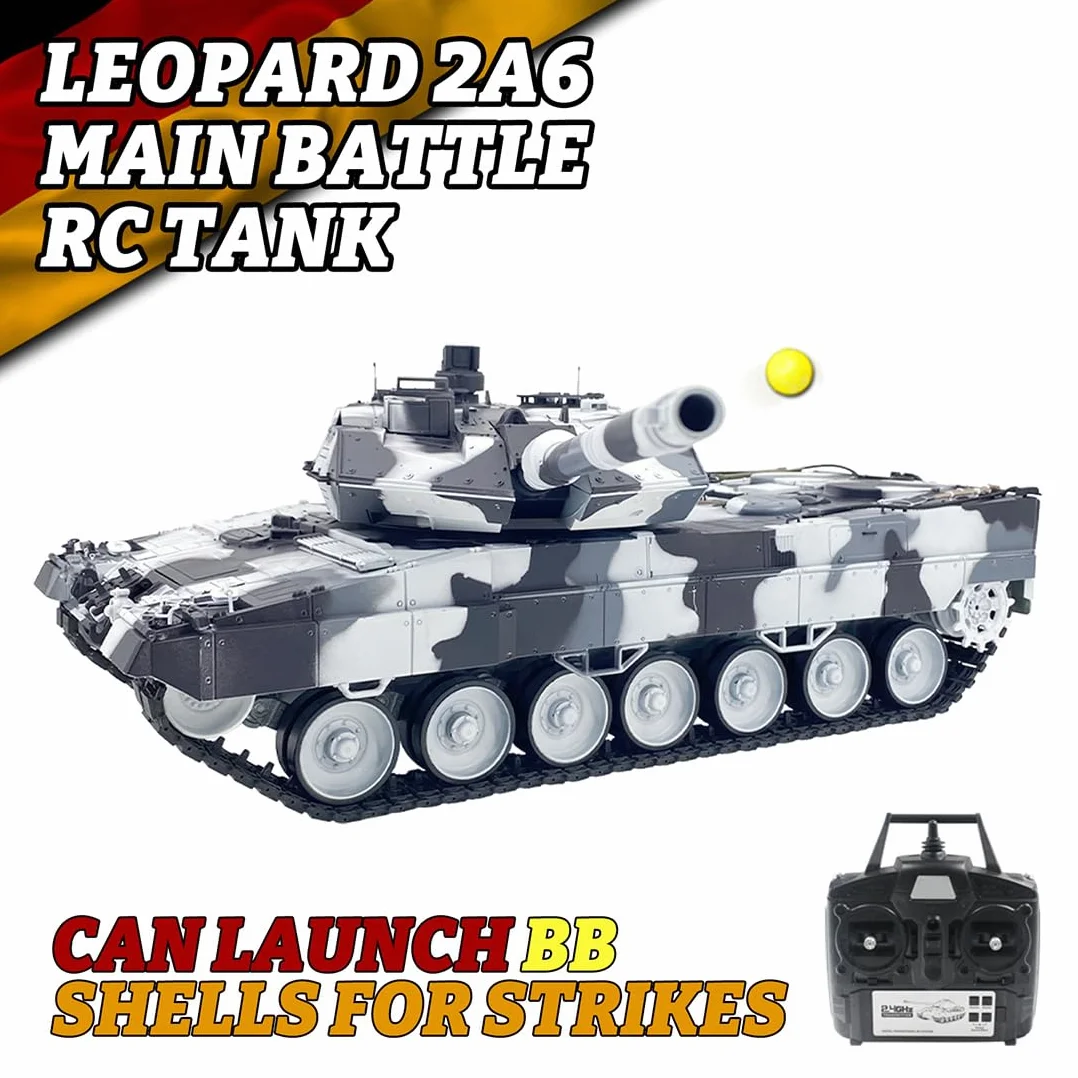 Model czołgu bojowego 1:16, 2,4 G, niemiecki leopard 2 A6 wojskowy czołg z efektami dymu, zestaw modelarski dla fanów wojskowych i dorosłych
