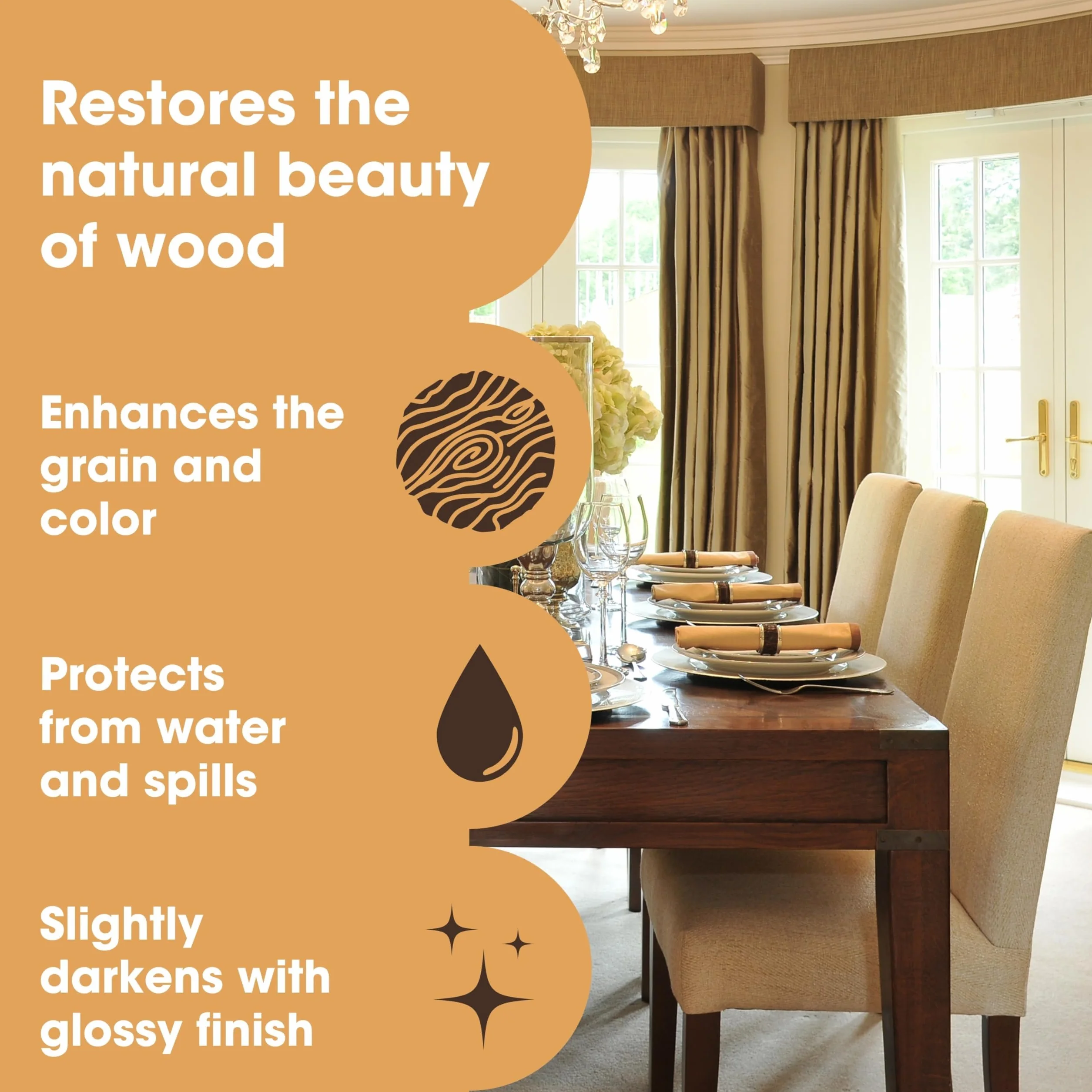 Furniture Clinic Gotowany olej lniany do drewna 250 ml – olej premium do wzmocnienia, uszczelniania i ochrony naturalnego piękna drewna dębowego, sosnowego i innego z błyszczącym wykończeniem