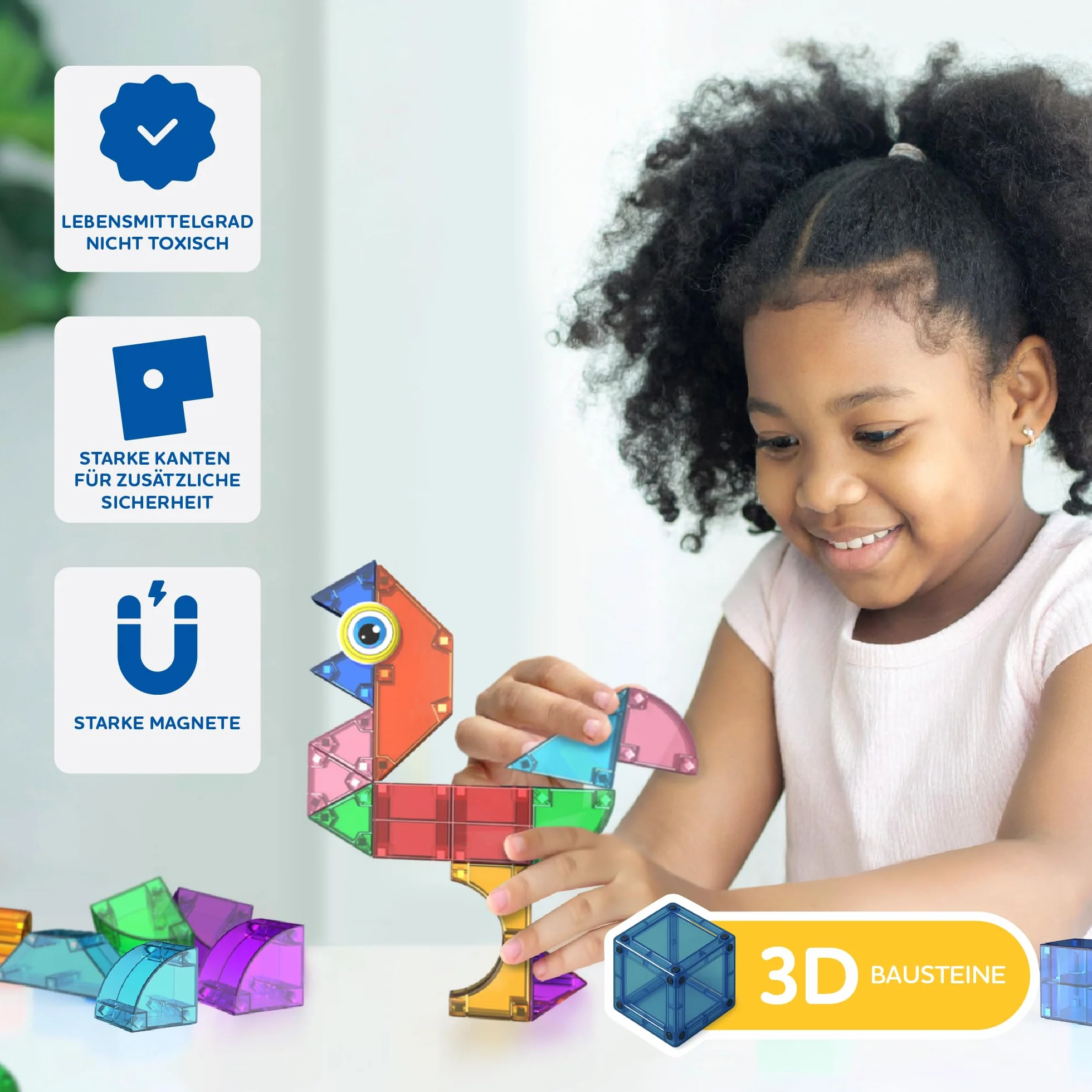 Cubixx - 3D Magnetyczne klocki dla dzieci od 3+ lat, kreatywna zabawka edukacyjna w 64-częściowym zestawie, magnetyczna zabawka konstrukcyjna dla dziewcząt i chłopców, zabawka Montessori STEM