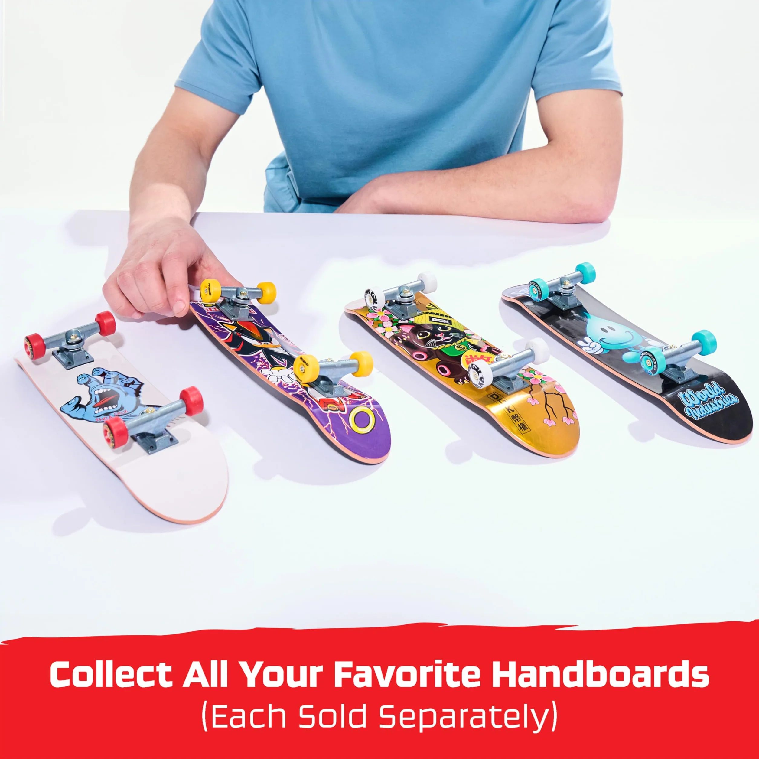 Tech Deck, Handboard Santa Cruz; Autentyczne mini deskorolki, zabawki dla dzieci dla chłopców i dziewczynek, od 6 lat (tylko do użytku ręcznego)