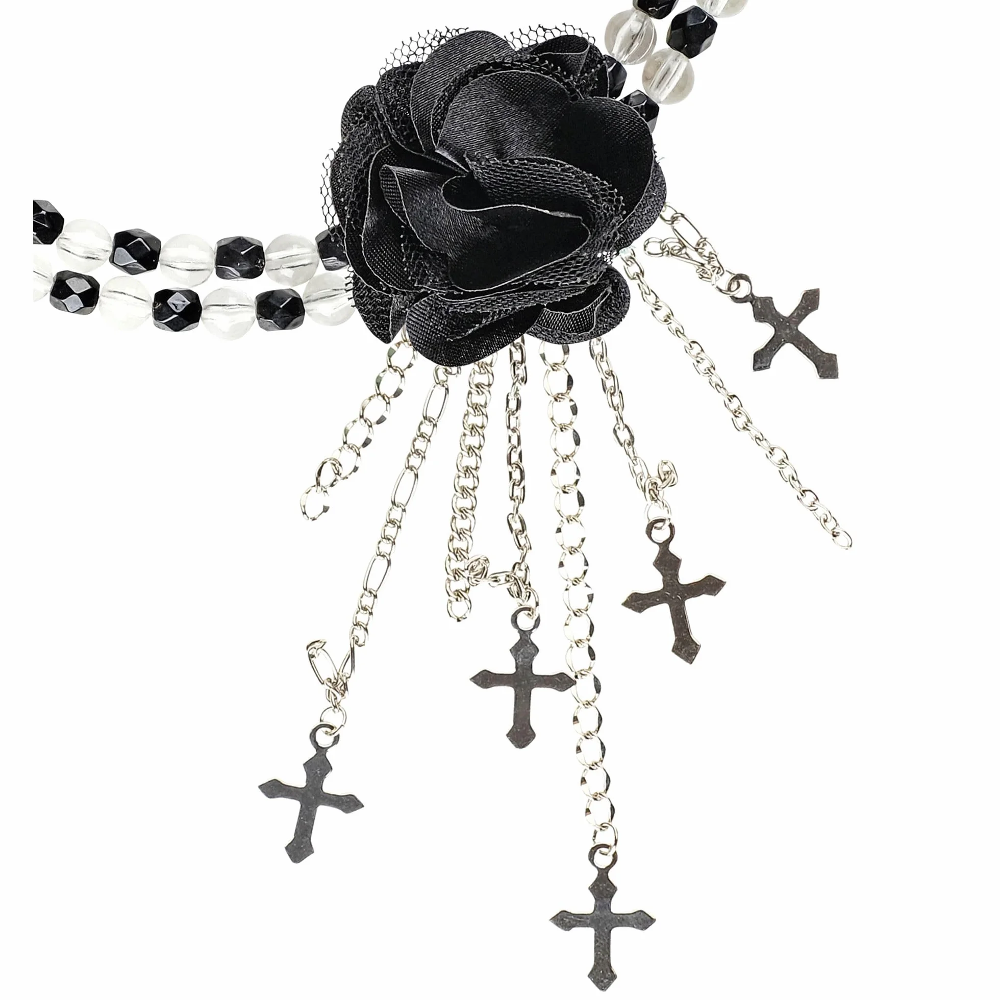 W WIDMANN MILANO Party Fashion - Naszyjnik z gotyckim kwiatem, naszyjnik, biżuteria kostiumowa, gotyk, Dzień Zmarłych, Dia de los Muertos, Halloween