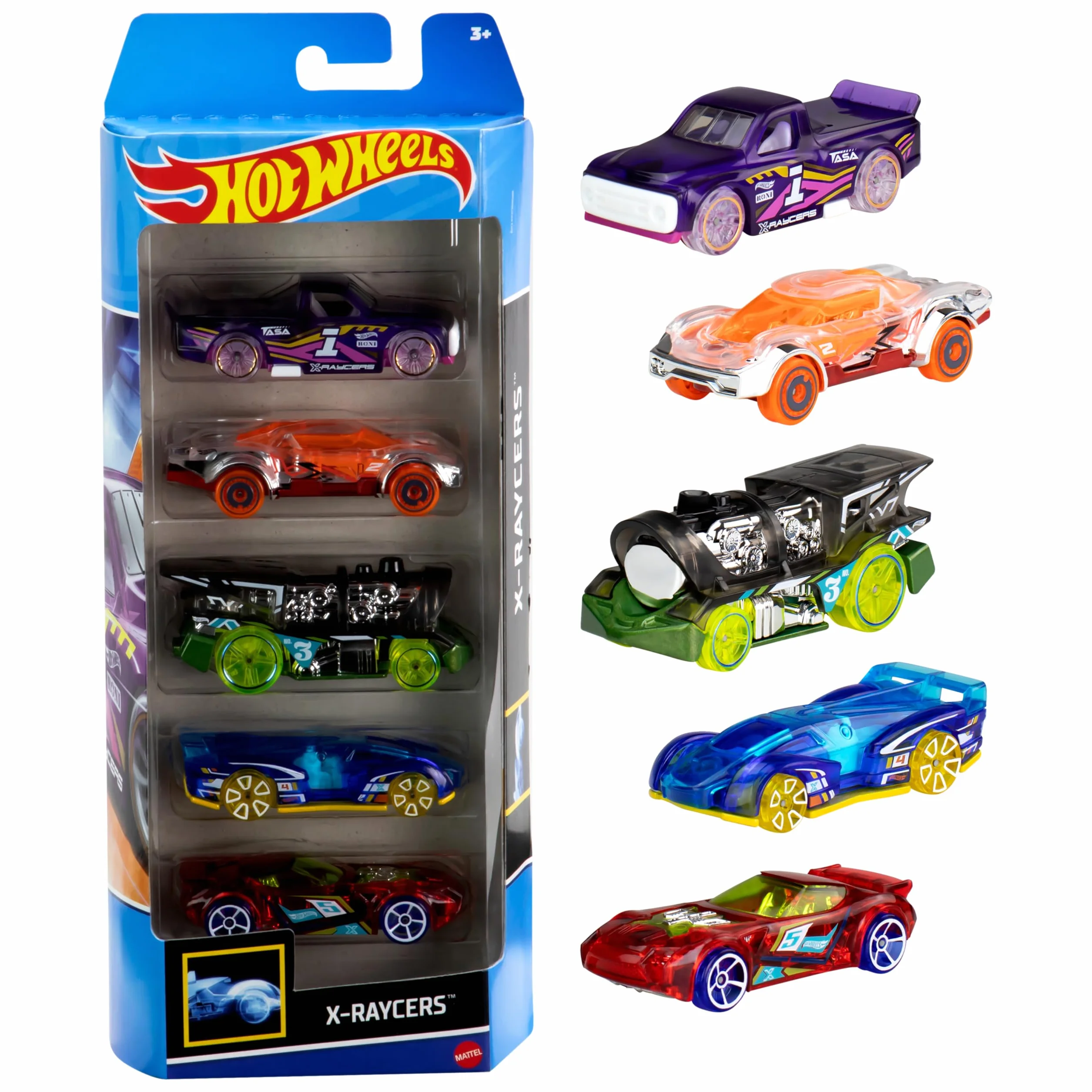Hot Wheels - Zestaw 5 samochodzików w skali 1:64 z realistycznymi detalami, dla dzieci w wieku od 3 lat, style mogą się różnić od przedstawionych na ilustracjach, 01806