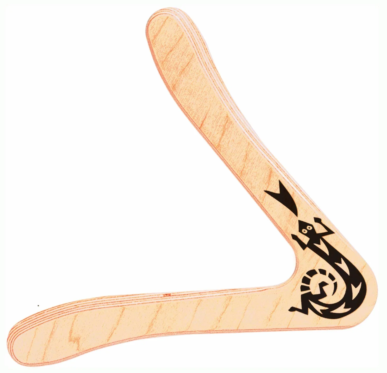 Paul Günther 1378 – Boomerang Sirius, klasyczny kształt, ok. 25 cm wielkości, z fińskiej sklejki lotniczej o grubości 44 mm, ma ok. 15 – 20 m szerokości, nadaje się dla osób praworęcznych