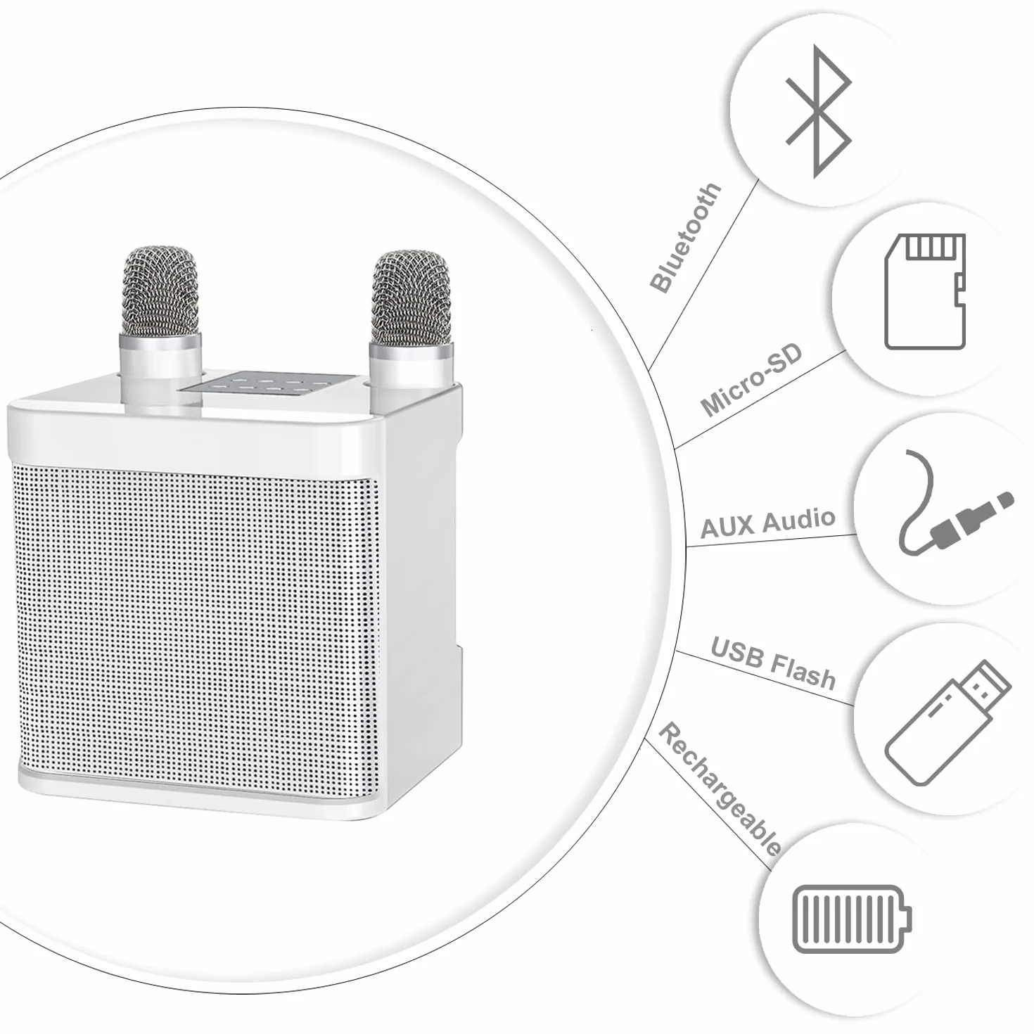Zestaw do karaoke Bluetooth 2 mikrofony bezprzewodowy głośnik