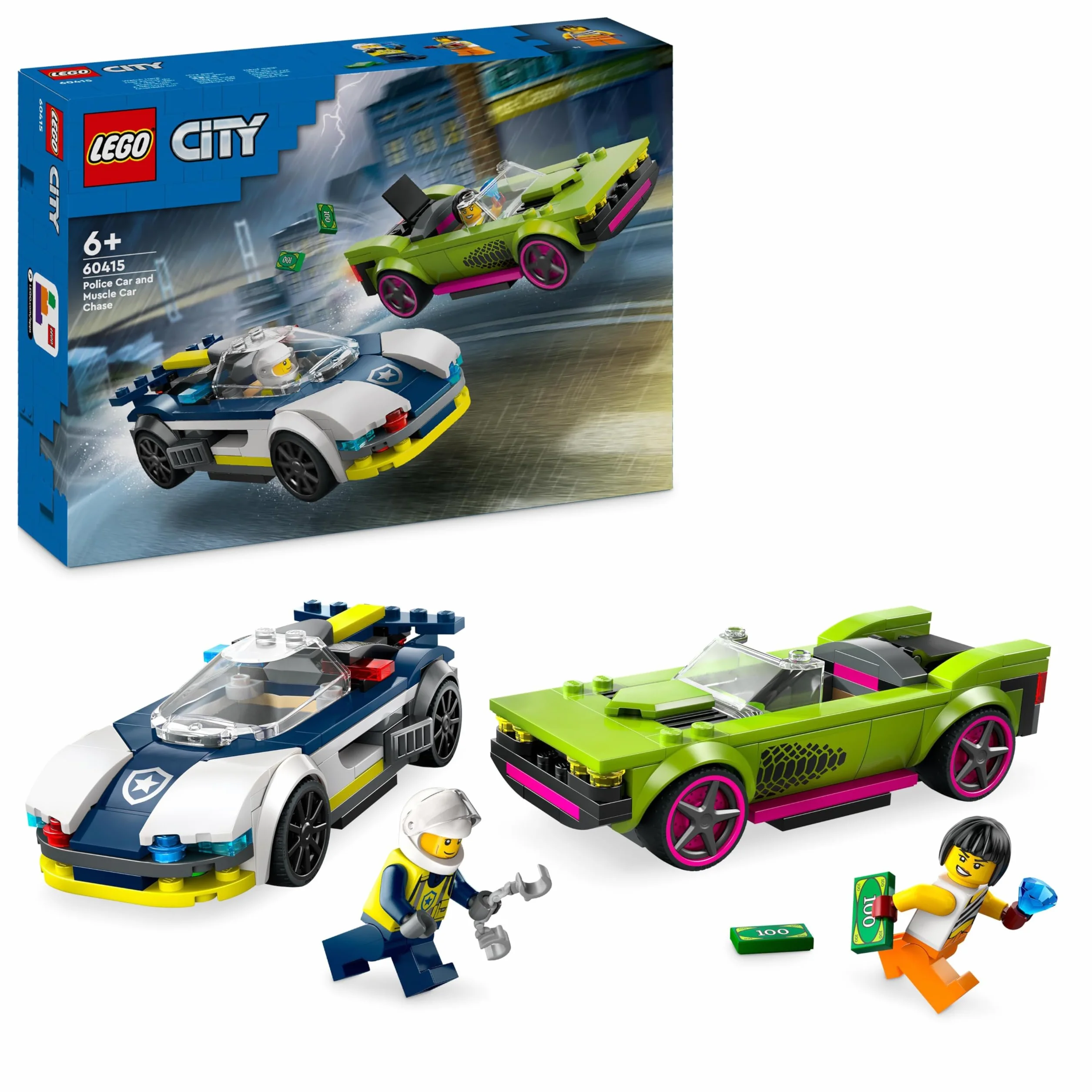 LEGO City Pościg radiowozu za muscle carem 60415 Zabawka do Zbudowania dla 6-latka z Minifigurkami