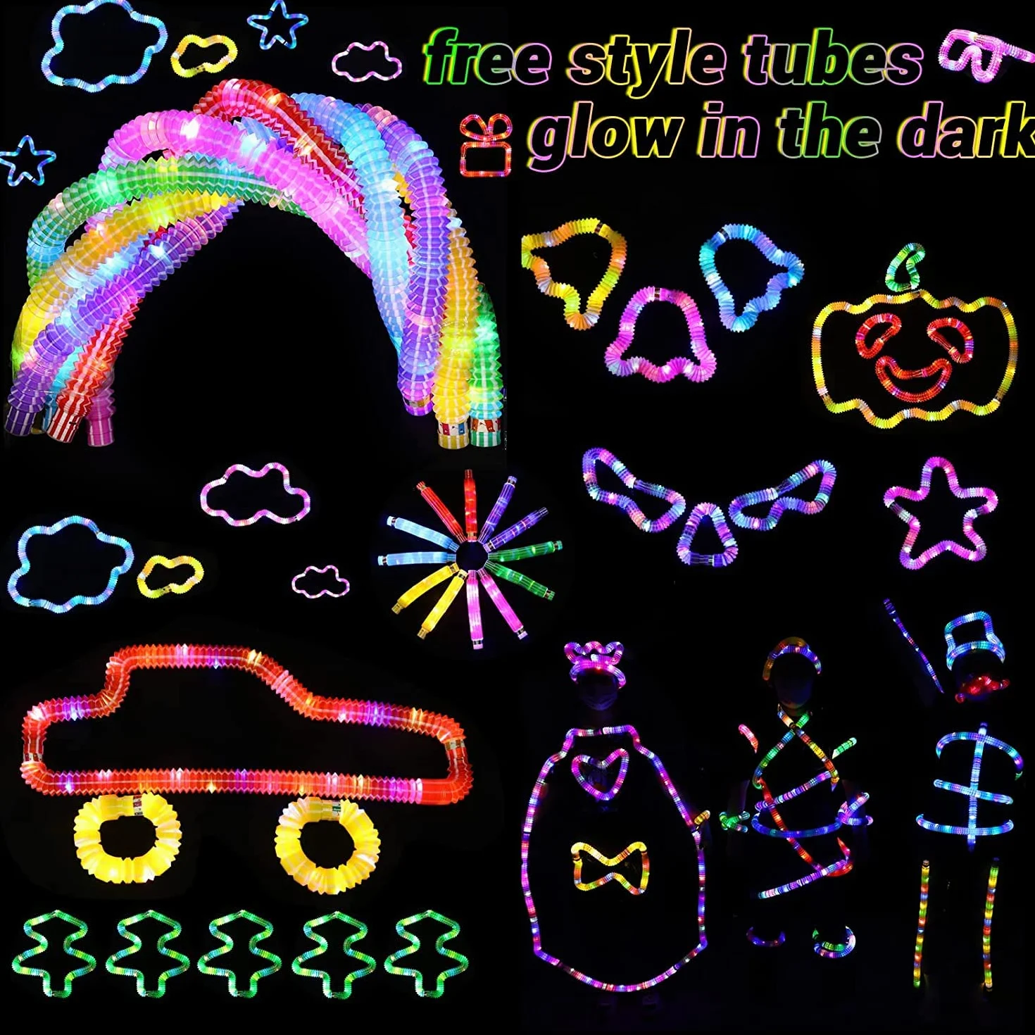 Piucrty 12 sztuk upominków na urodziny dziecka 2022 LED Pop Tubes Fidget Toys, bransoletki, dekoracja na imprezę, świecące pałeczki, kolorowe akcesoria, sensoryczne, zabawki, małe prezenty sylwestrowe