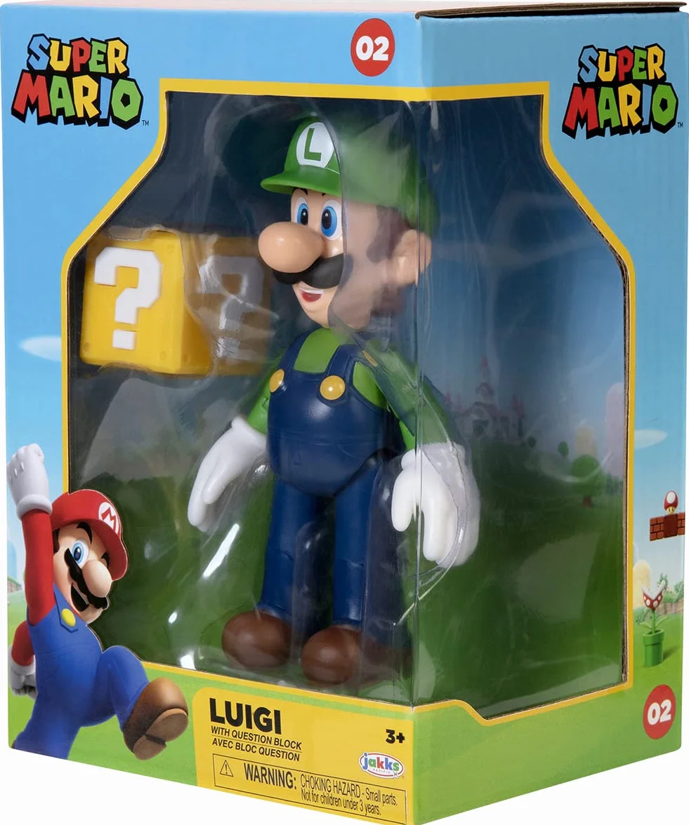 Figurka - JAKKS Pacific - Super Mario Bros : Luigi + blok? - 10 cm