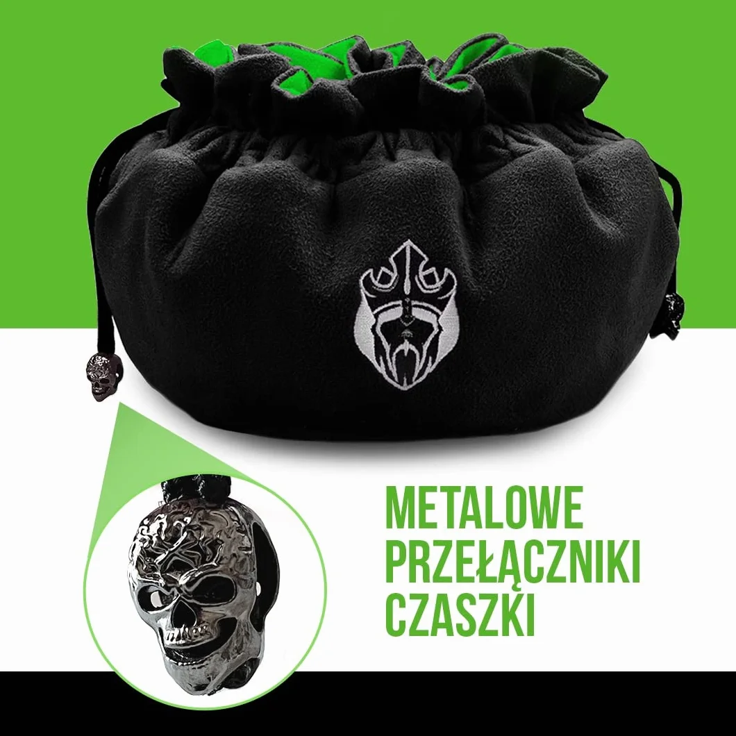 CardKingPro Ogromna - Wersja OCD - Torba na Kości z 15 Kieszeniami - Czarna i Zielona - Pojemność 200+ Kości - Świetna dla Kolekcjonerów [Opatentowany Design]