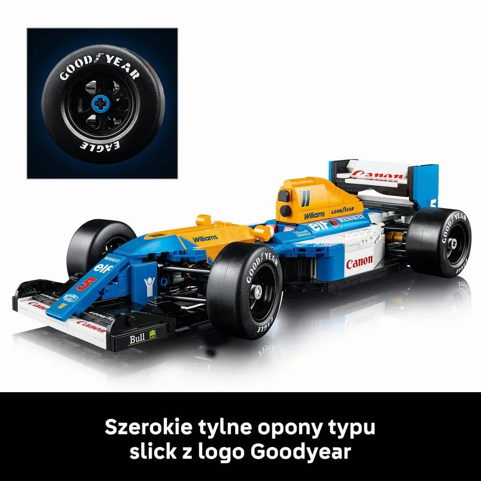 LEGO Icons Williams Racing FW14B i Nigel Mansell, Zestaw dla Dorosłych, Model Samochodu Ferrari, Kolekcjonerski Bolid F1, Dekoracje do Domu i Biura, Pomysł na Prezent dla Mężczyzn i Kobiet 10353
